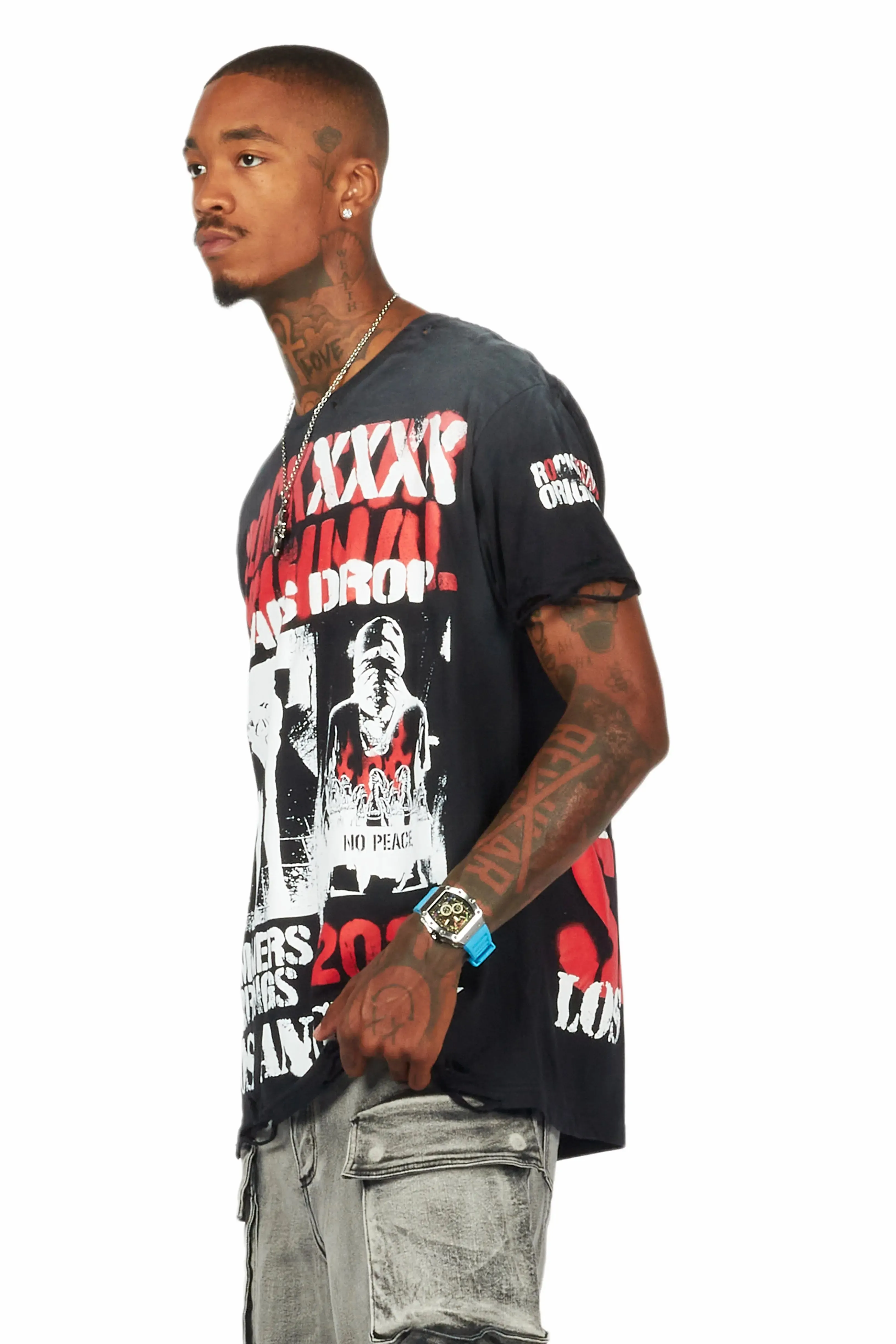 Omer Black Oversized Graphic T-Shirt sold by Rockstar Original product image thumbnail 5