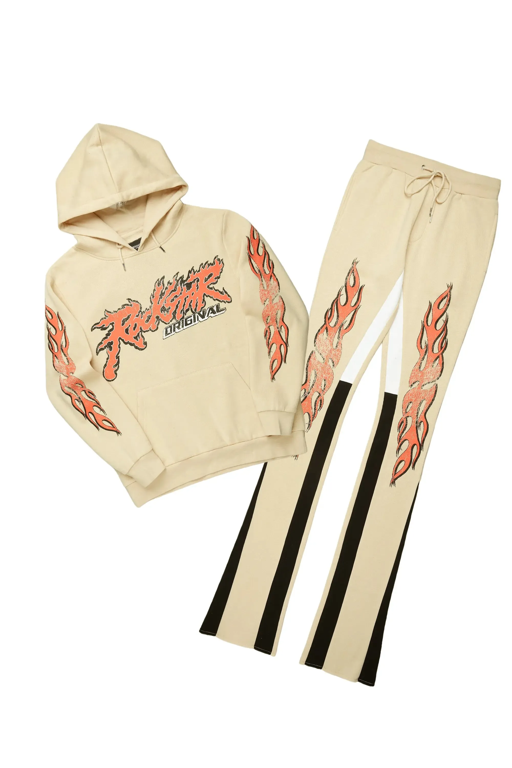Yash Beige Super Stacked Flare Pant Set sold by Rockstar Original