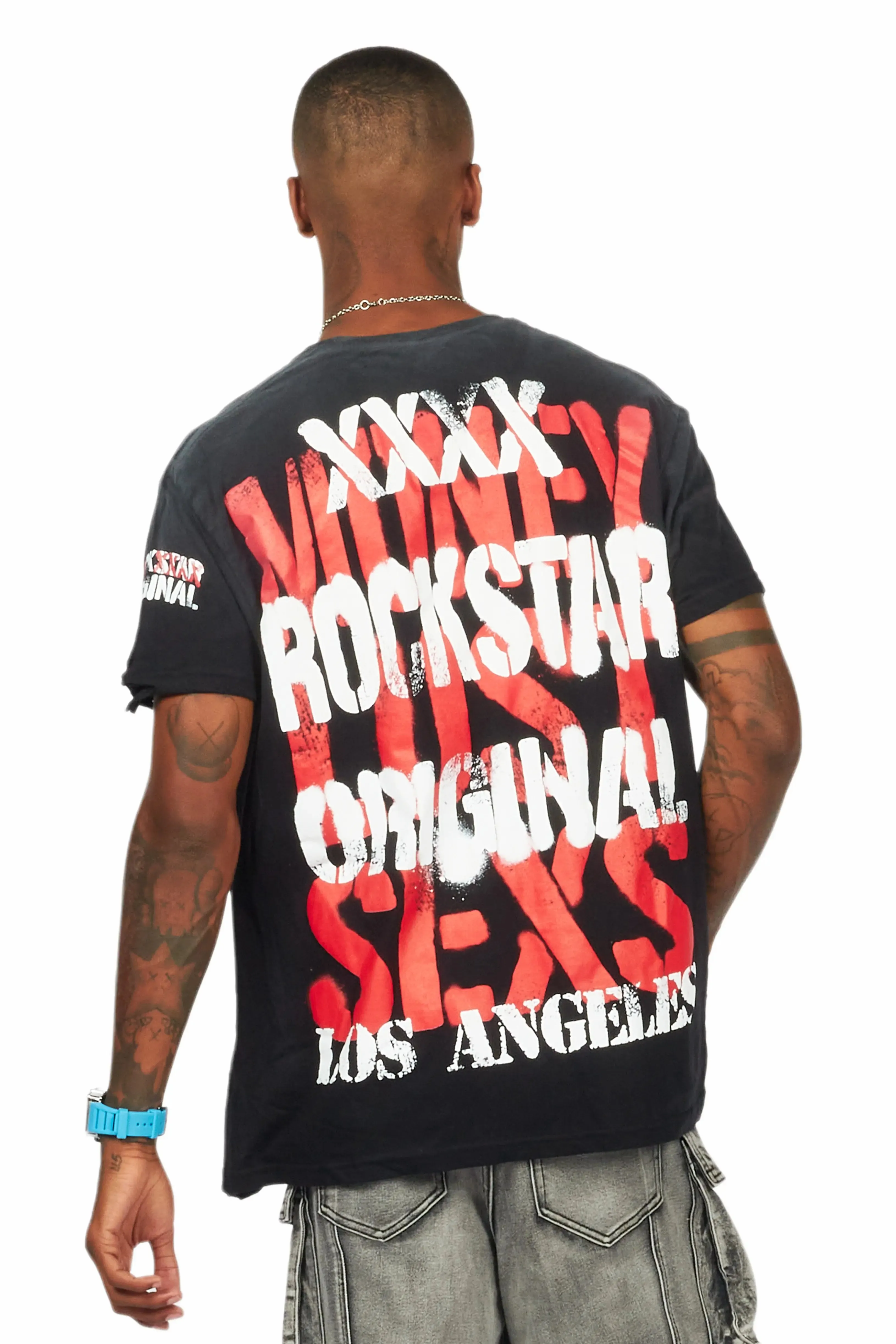 Omer Black Oversized Graphic T-Shirt sold by Rockstar Original product image thumbnail 4