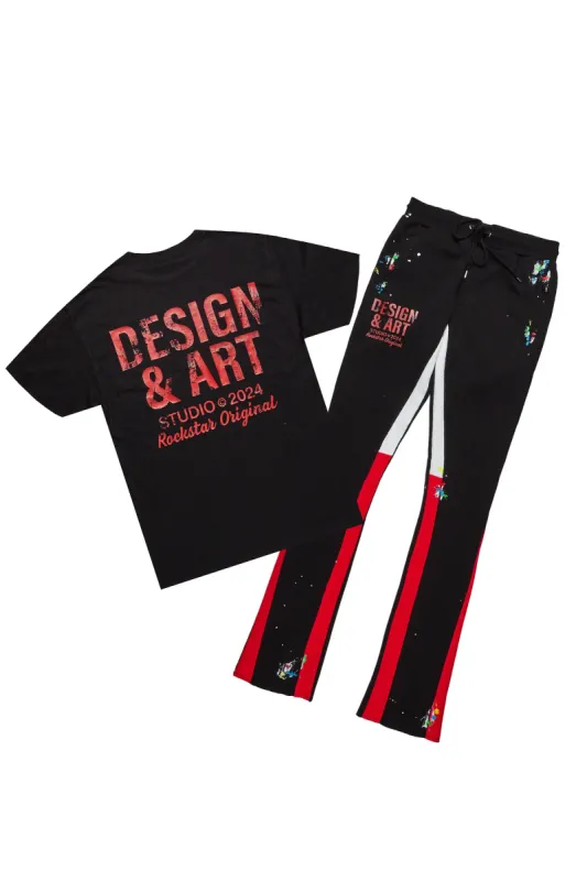 Mancha Black/Red T-Shirt Stacked Flare Track Set sold by Rockstar Original