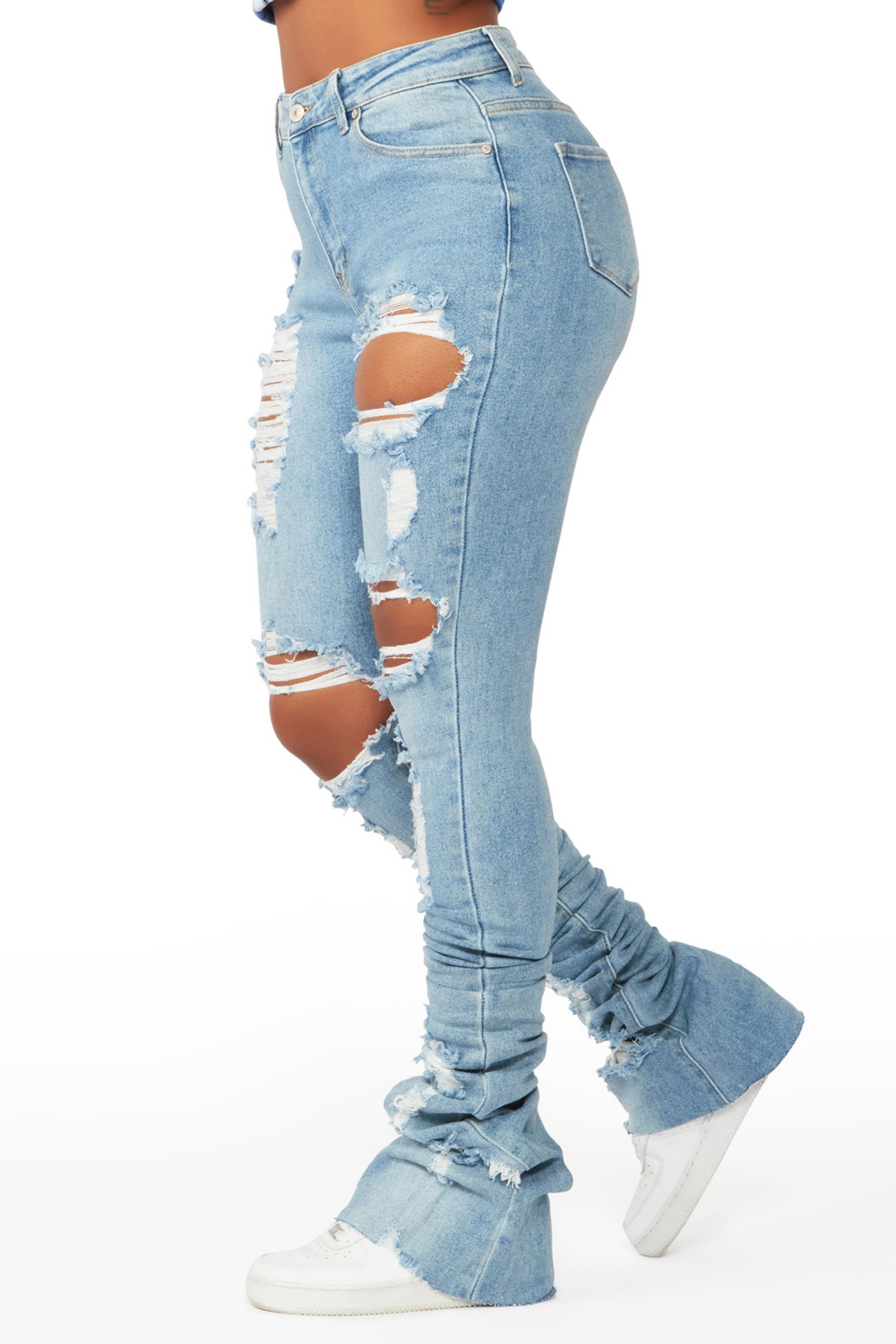 Arianna Light Wash Super Stacked Jean sold by Rockstar Original