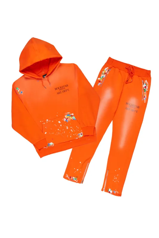Rockstar Art Dist. Orange Hoodie Slim Fit Pant Set sold by Rockstar Original