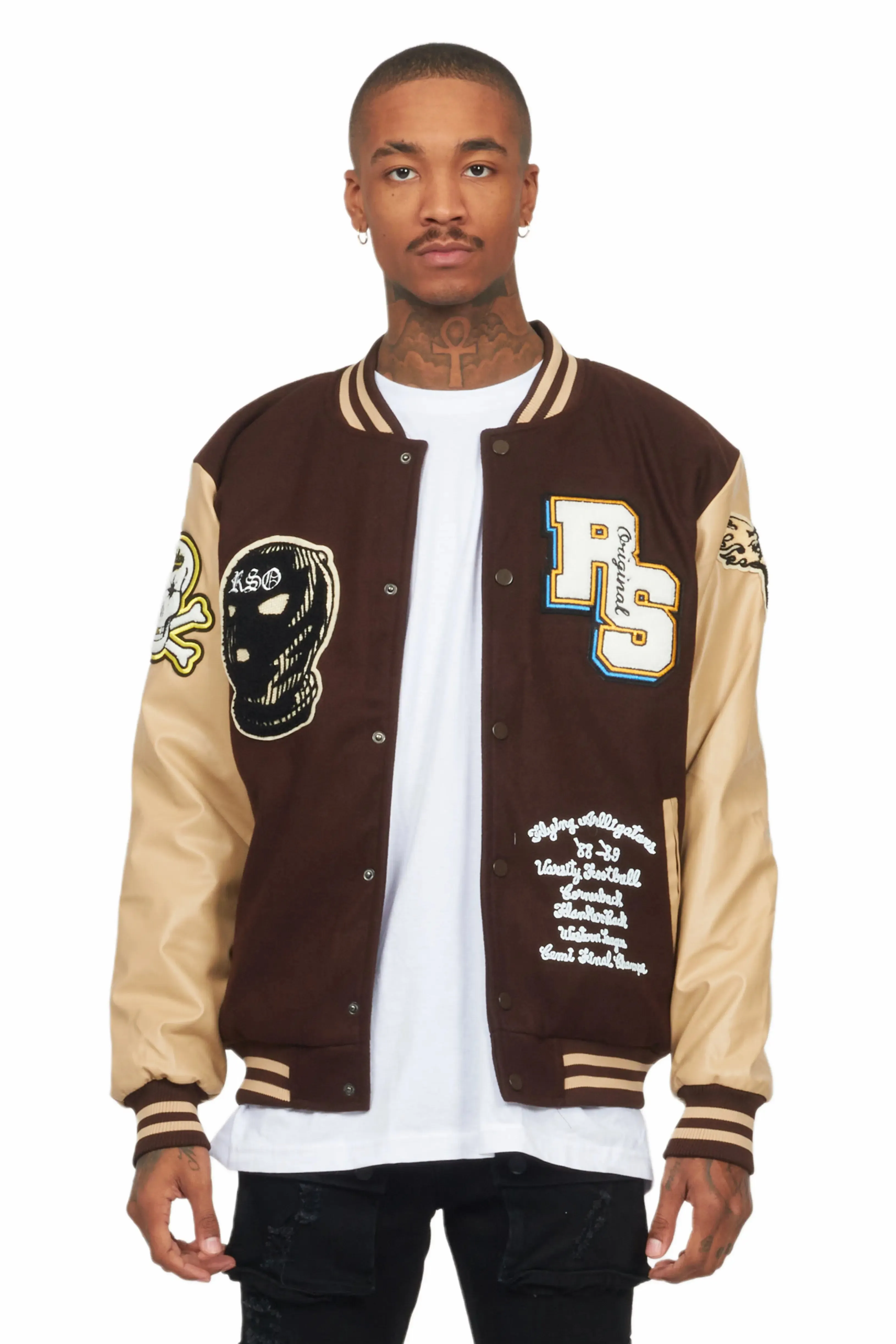 Priya Brown Varsity Jacket sold by Rockstar Original