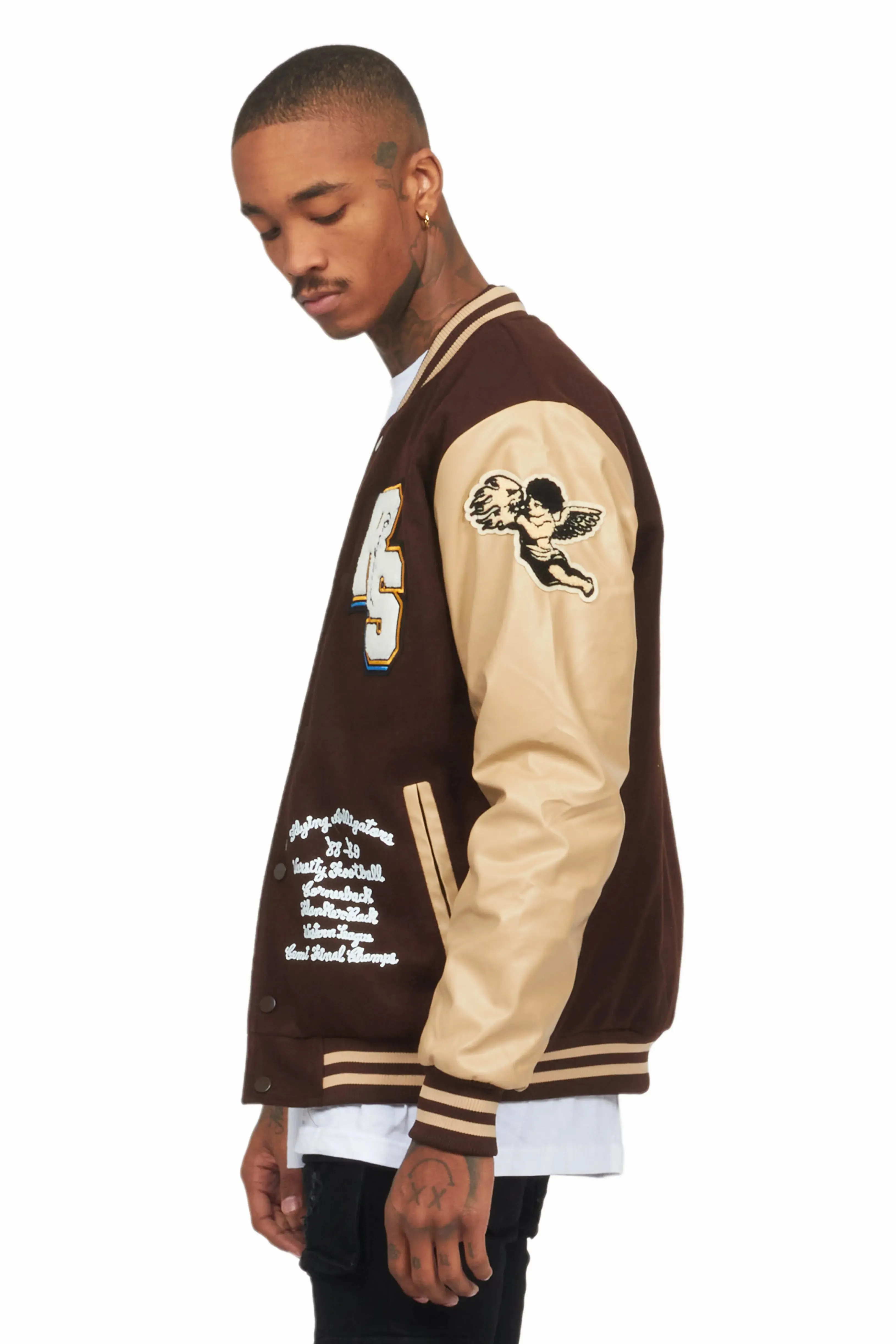 Priya Brown Varsity Jacket sold by Rockstar Original product image thumbnail 5