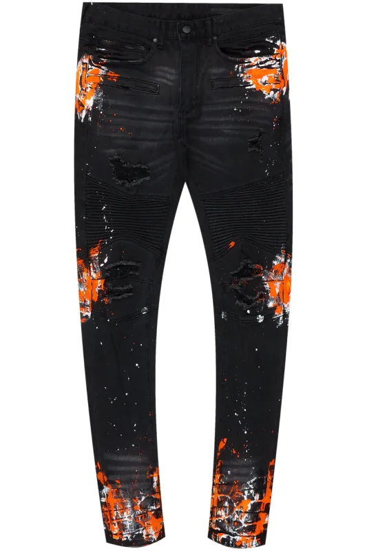 Elias Black/Orange Painter Jean sold by Rockstar Original