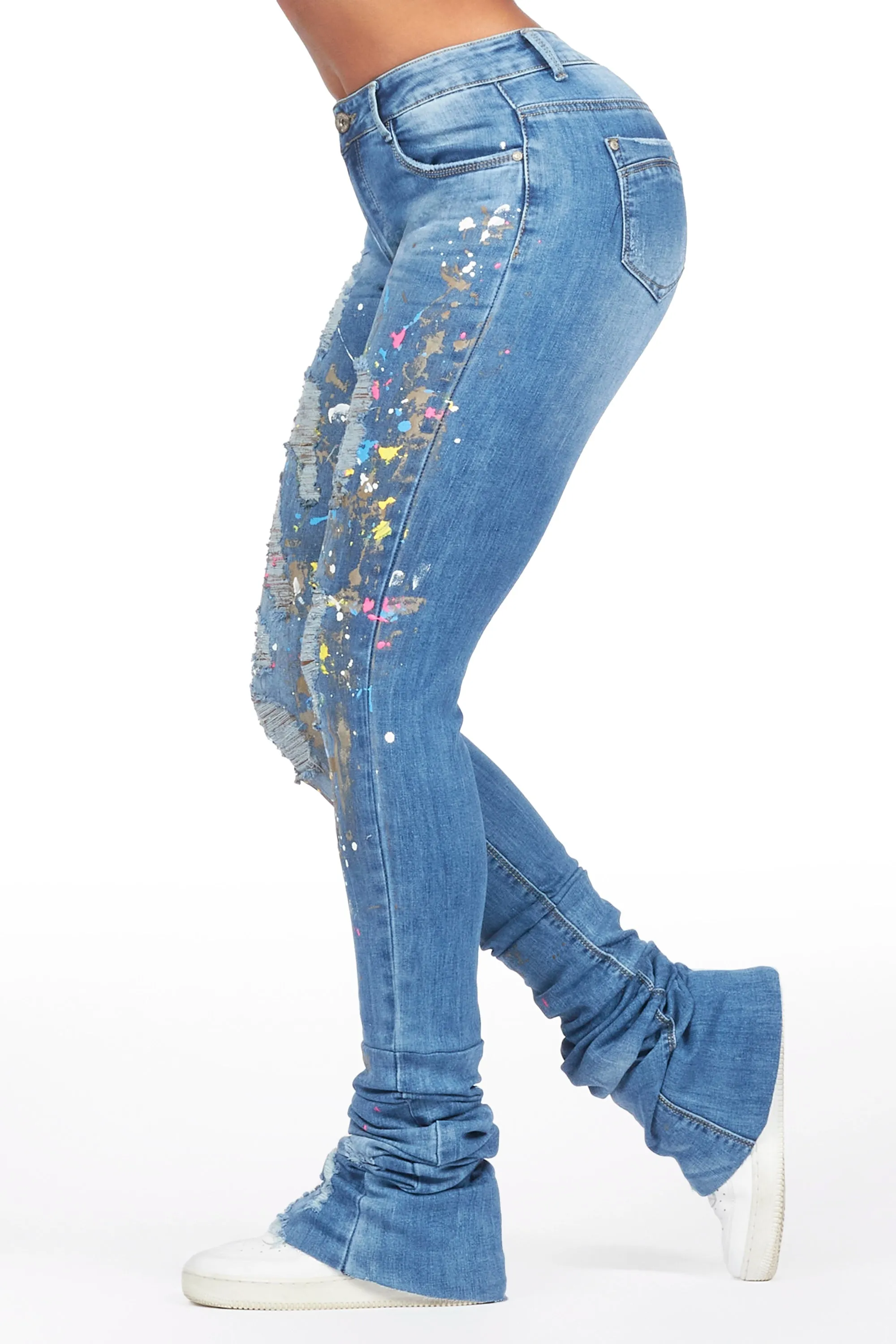 Tasheika Med. Wash Painted Super Stacked Jean sold by Rockstar Original product image thumbnail 4