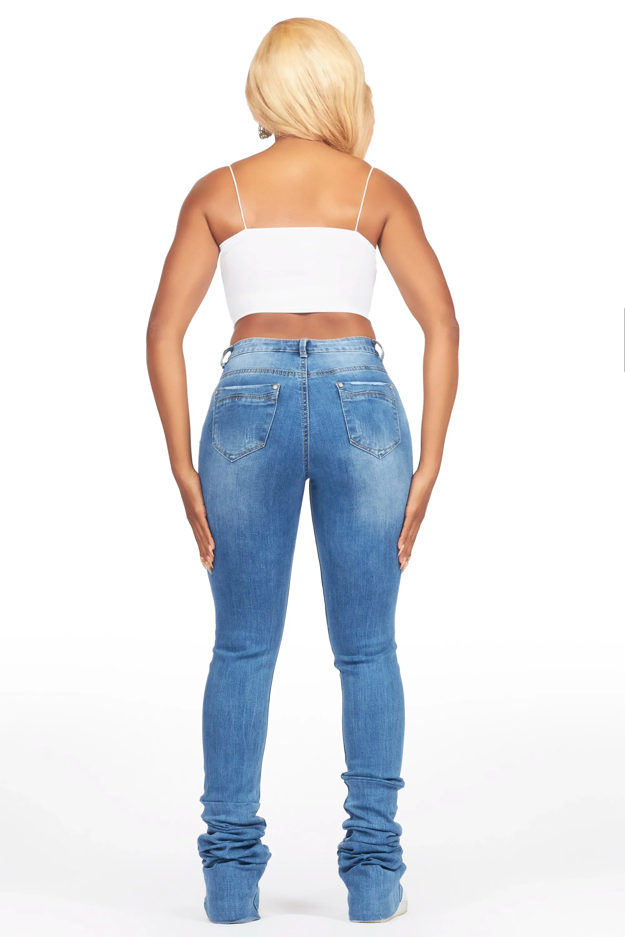 Tasheika Med. Wash Painted Super Stacked Jean sold by Rockstar Original product image thumbnail 5