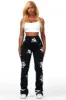 Sheriece Black Painted Stacked Flare Jean sold by Rockstar Original