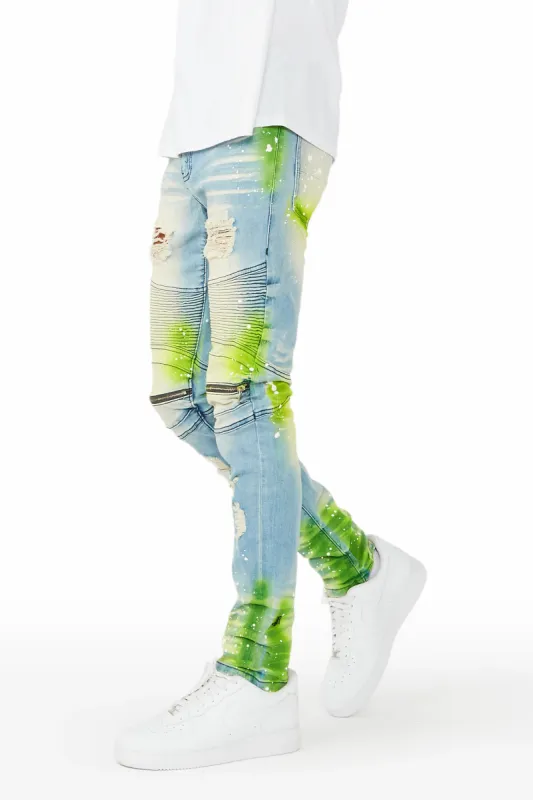 Wilder Blue/Green Painter Biker Jean sold by Rockstar Original