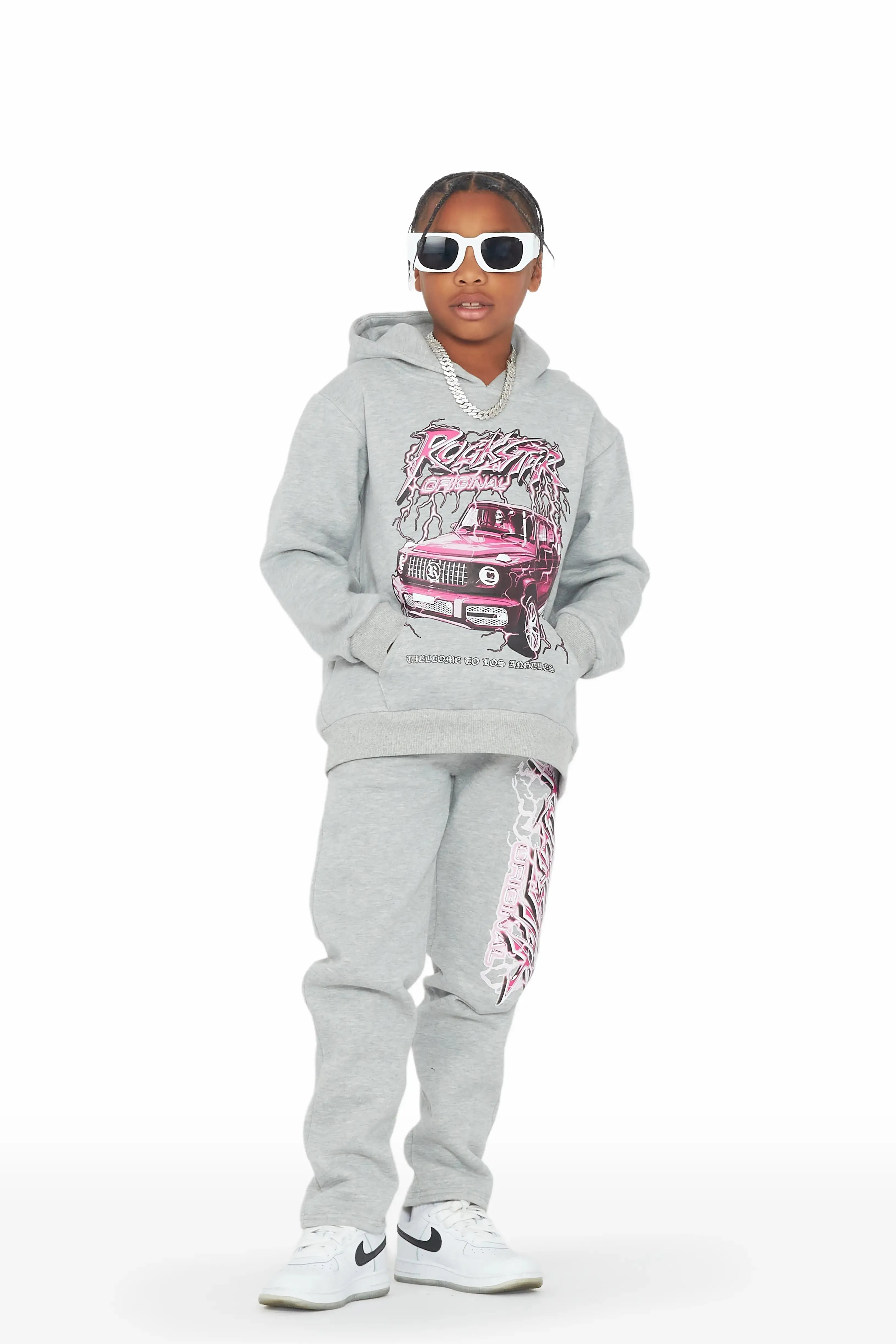 Boys Dawson Grey Hoodie Slim Fit Track Set sold by Rockstar Original