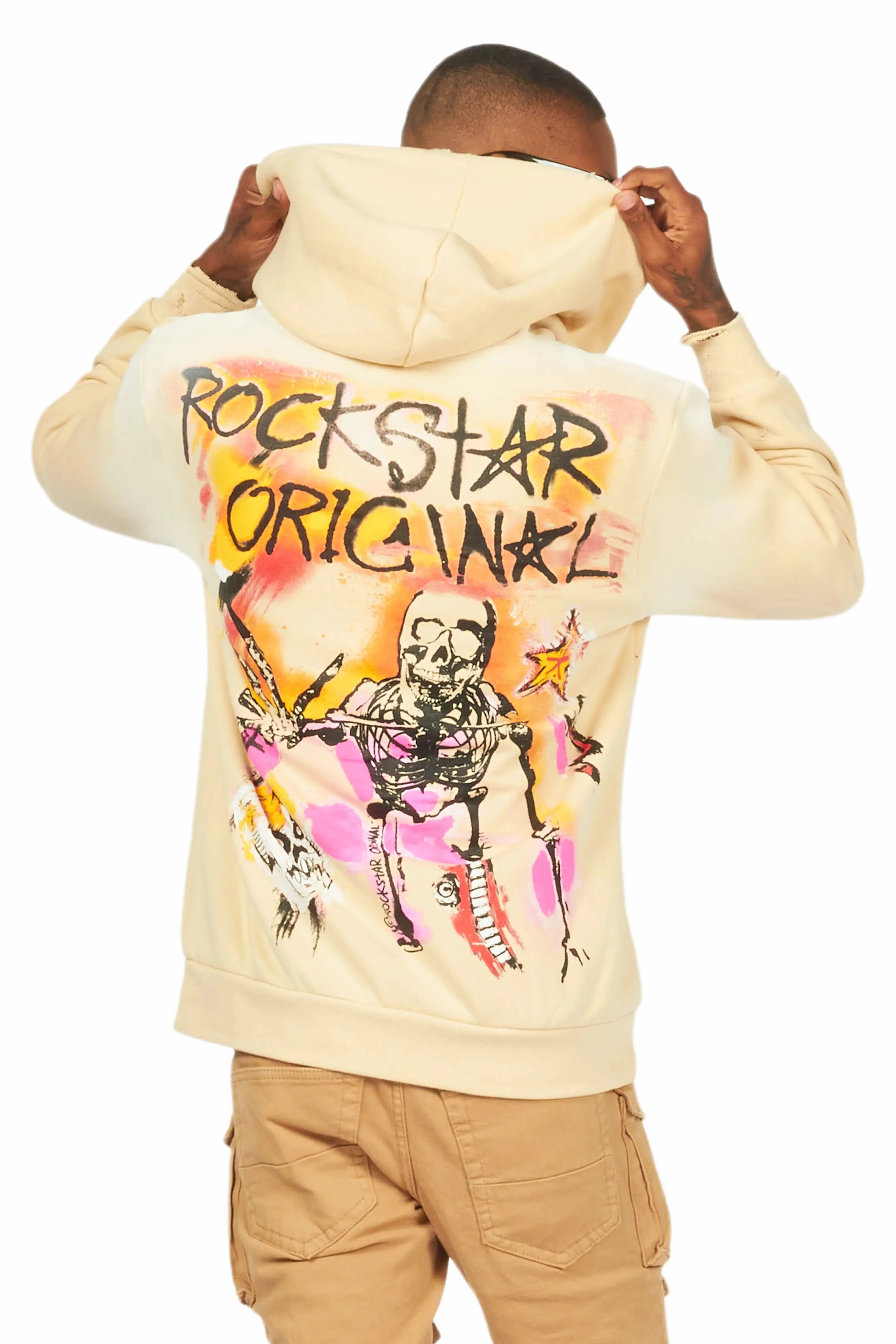 Soweto Beige Distressed Graphic Hoodie sold by Rockstar Original product image thumbnail 4
