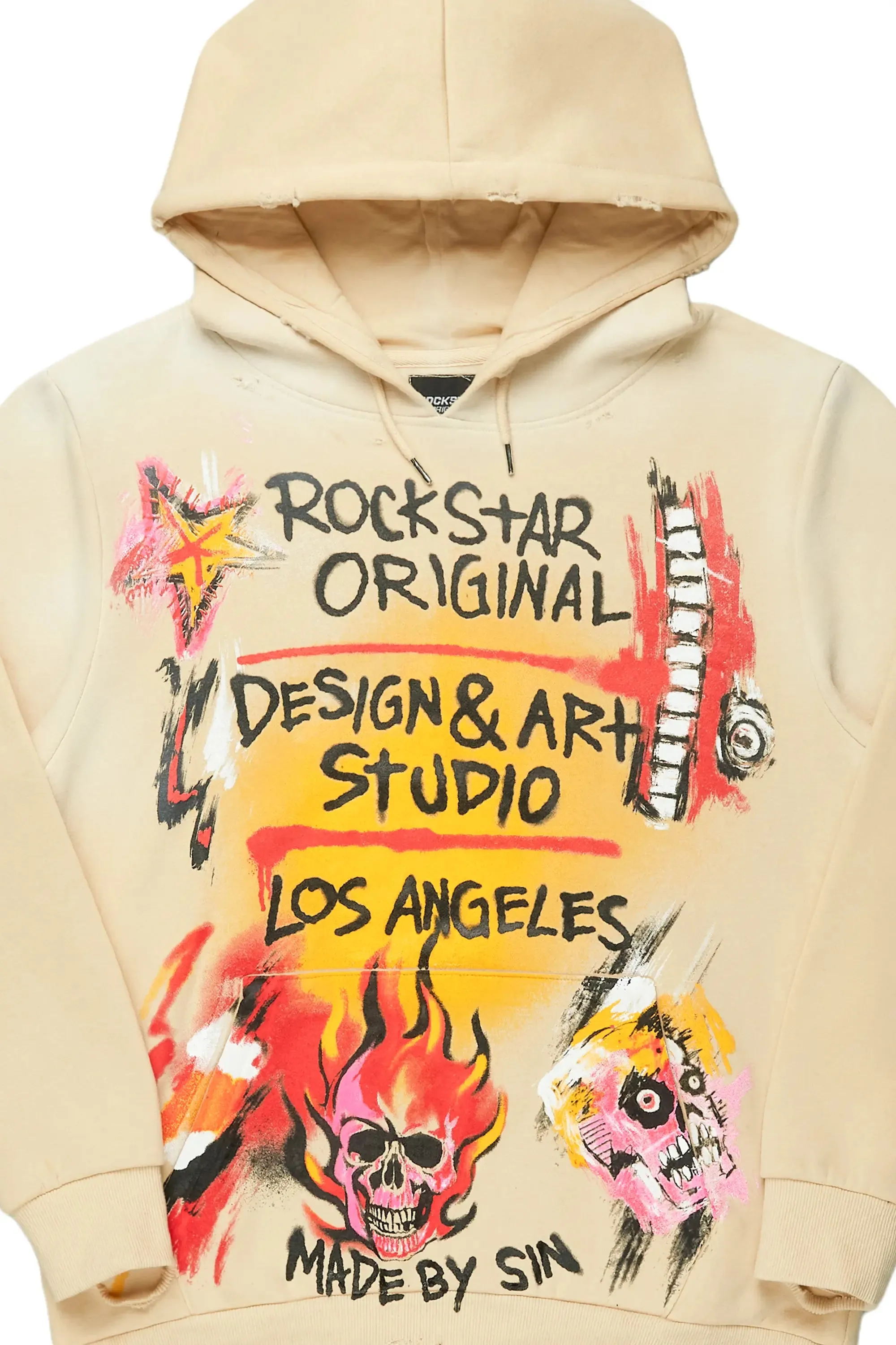 Soweto Beige Distressed Graphic Hoodie sold by Rockstar Original product image thumbnail 5