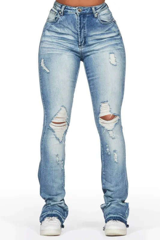 Leilany Light Wash Stacked Flare Jean sold by Rockstar Original