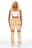Lovin' Tan Distressed Super Stacked Jean sold by Rockstar Original