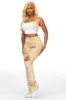 Lovin' Tan Distressed Super Stacked Jean sold by Rockstar Original