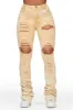 Lovin' Tan Distressed Super Stacked Jean sold by Rockstar Original