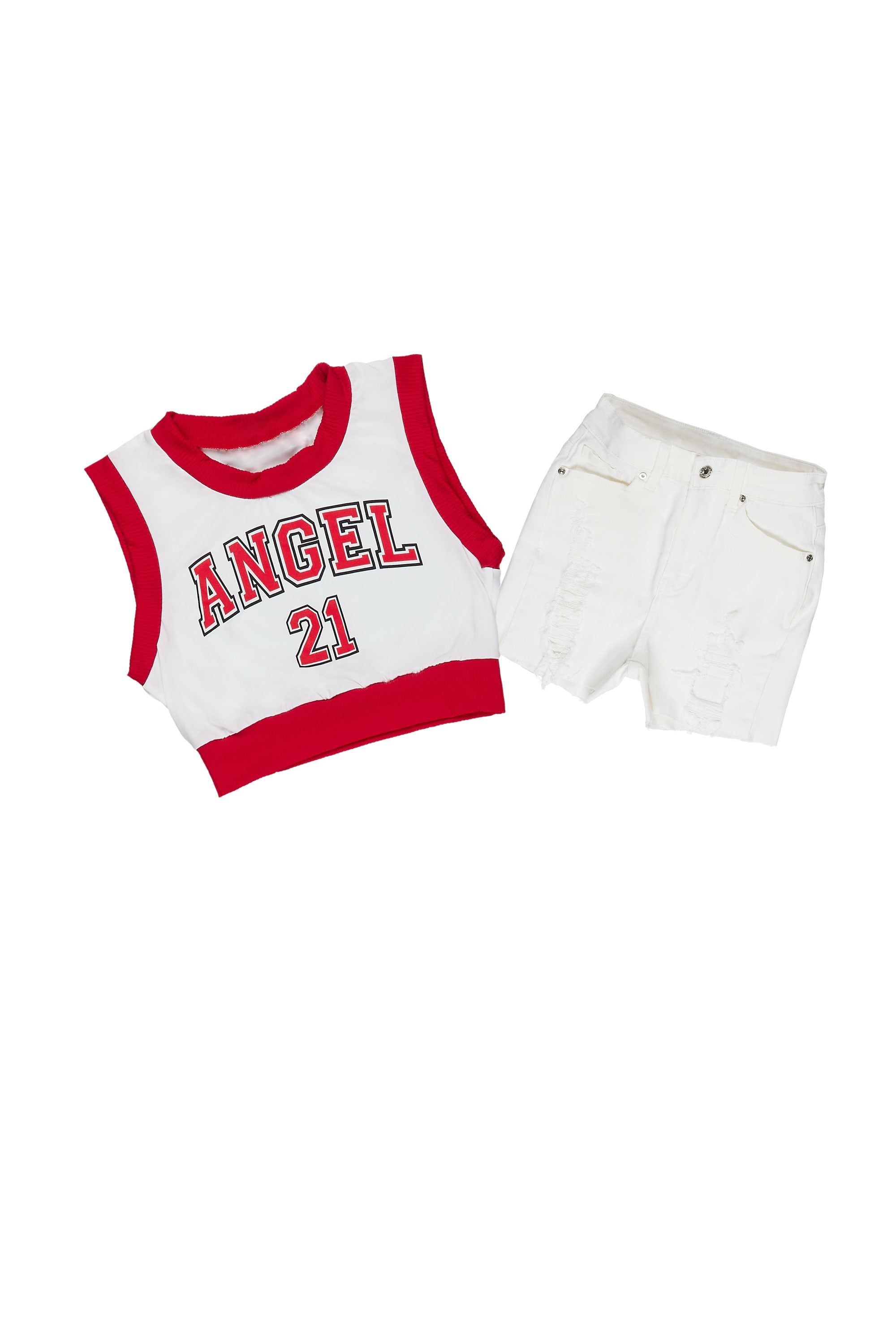 Lucky 21 White Denim Short Set sold by Rockstar Original