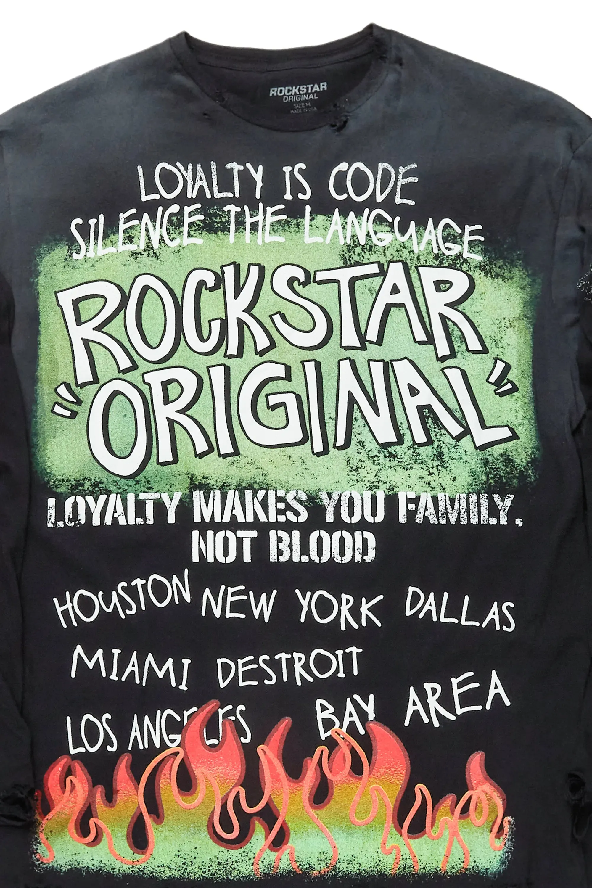 Beno Black Long Sleeve Distressed Graphic T-Shirt sold by Rockstar Original product image thumbnail 5