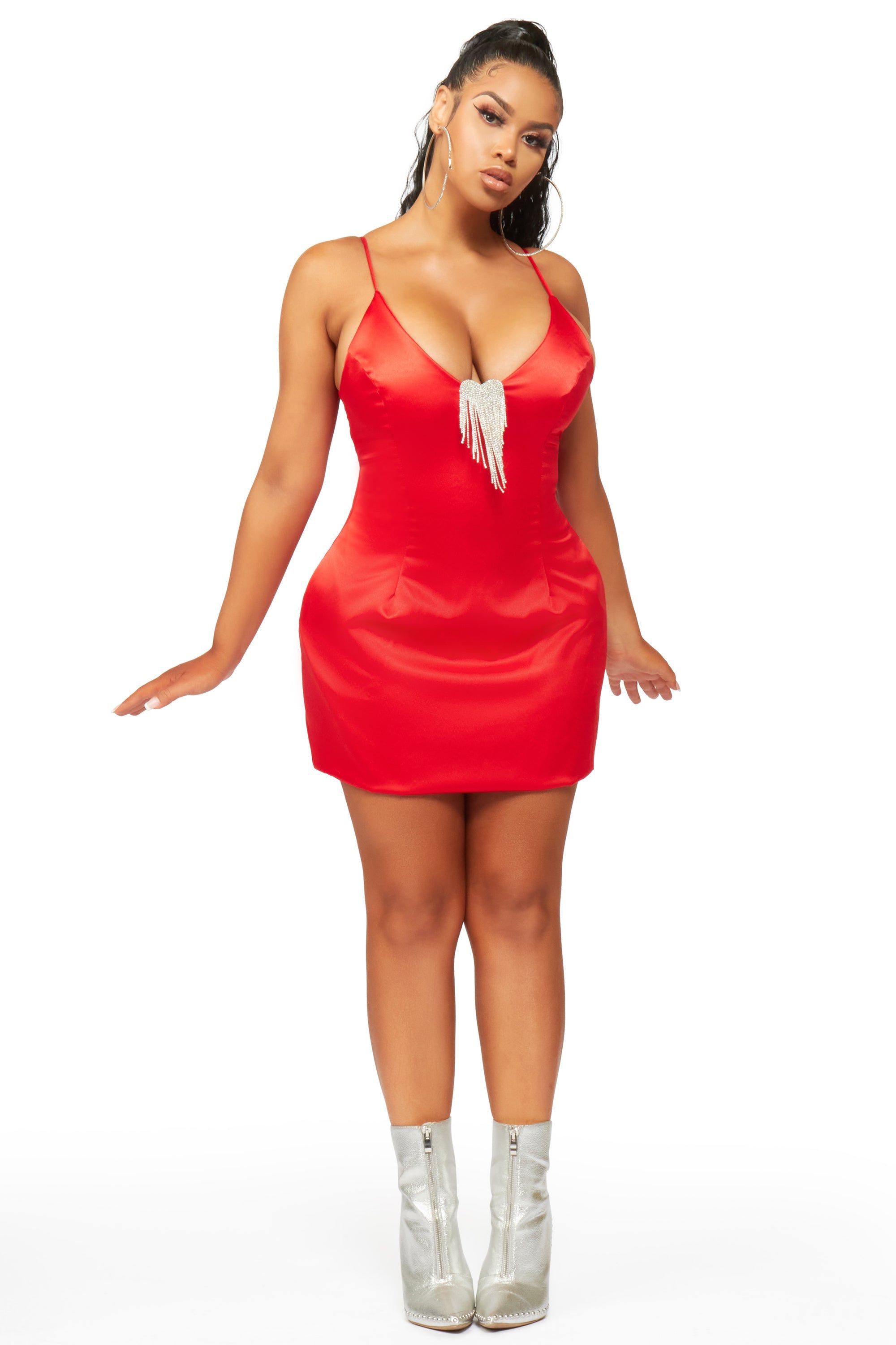 Tasha Red Satin Mini Dress sold by Rockstar Original product image thumbnail 2