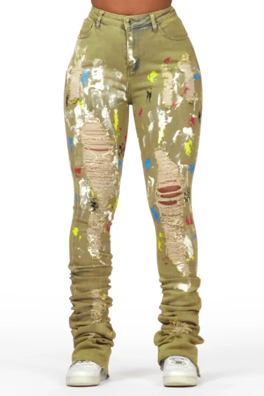Yasmeen Multi Painted Super Stacked Jean sold by Rockstar Original