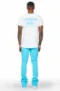 Taber Blue Super Stacked Flare Track Pant sold by Rockstar Original