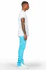 Taber Blue Super Stacked Flare Track Pant sold by Rockstar Original