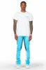 Taber Blue Super Stacked Flare Track Pant sold by Rockstar Original