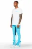 Taber Blue Super Stacked Flare Track Pant sold by Rockstar Original