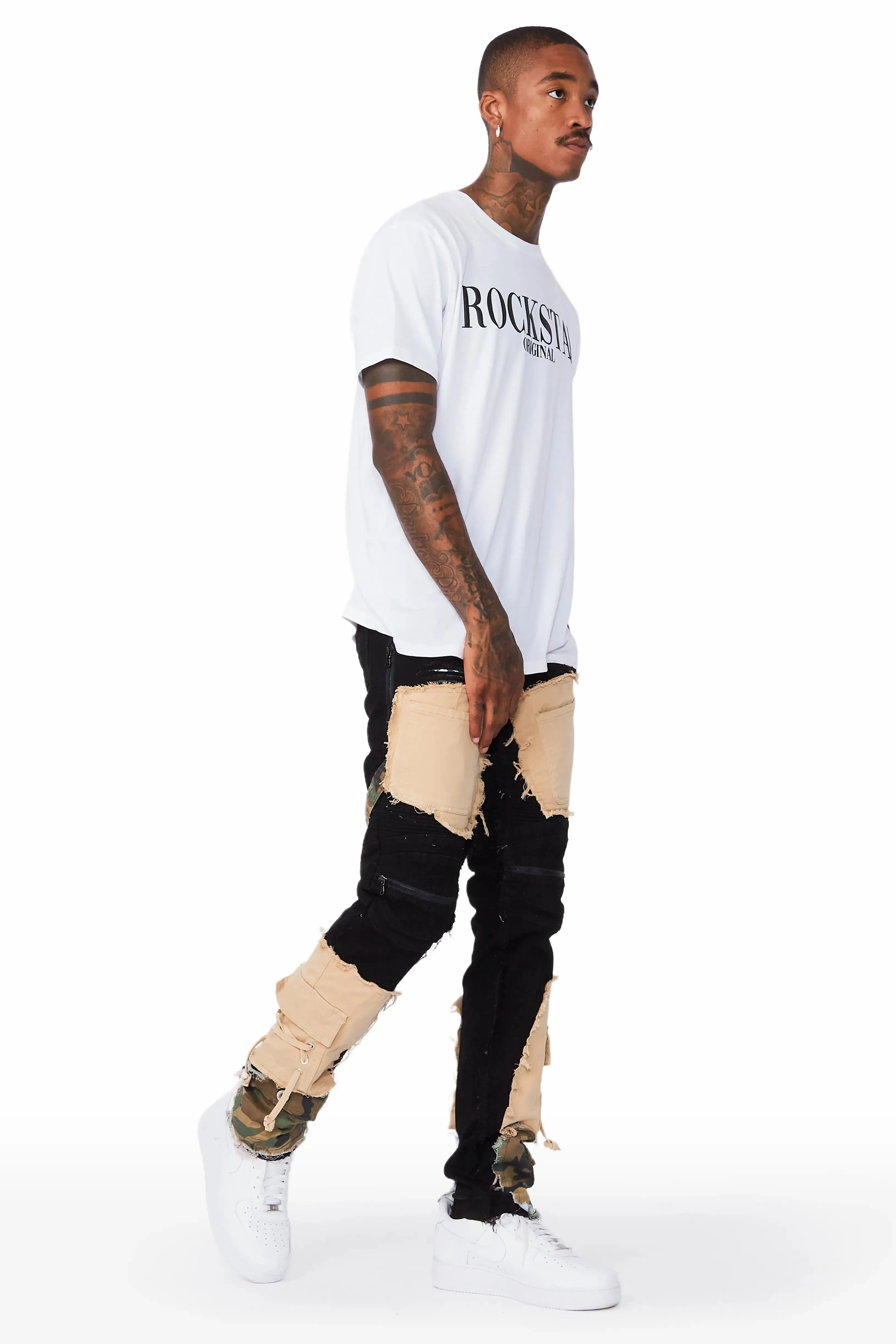 Boaz Black Patchwork Biker Jean sold by Rockstar Original product image thumbnail 5