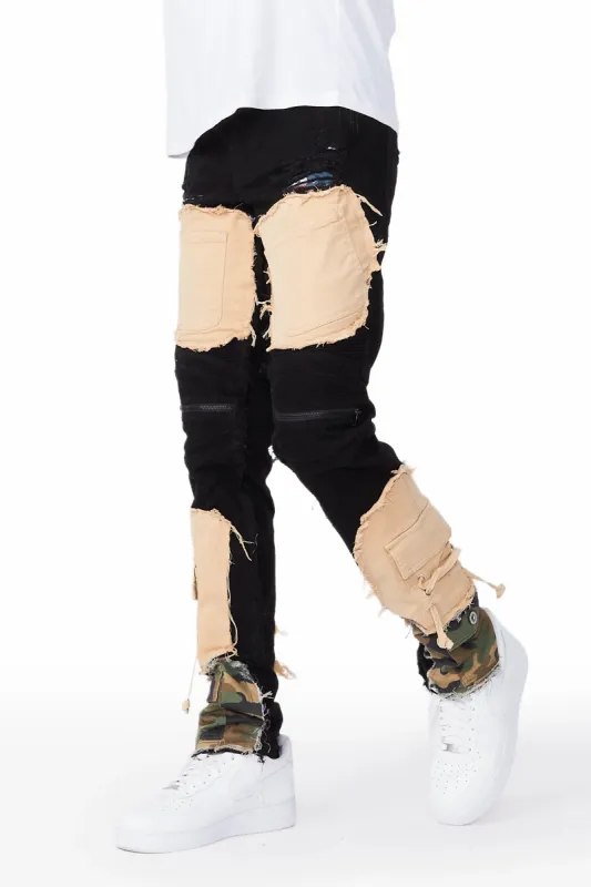 Boaz Black Patchwork Biker Jean sold by Rockstar Original