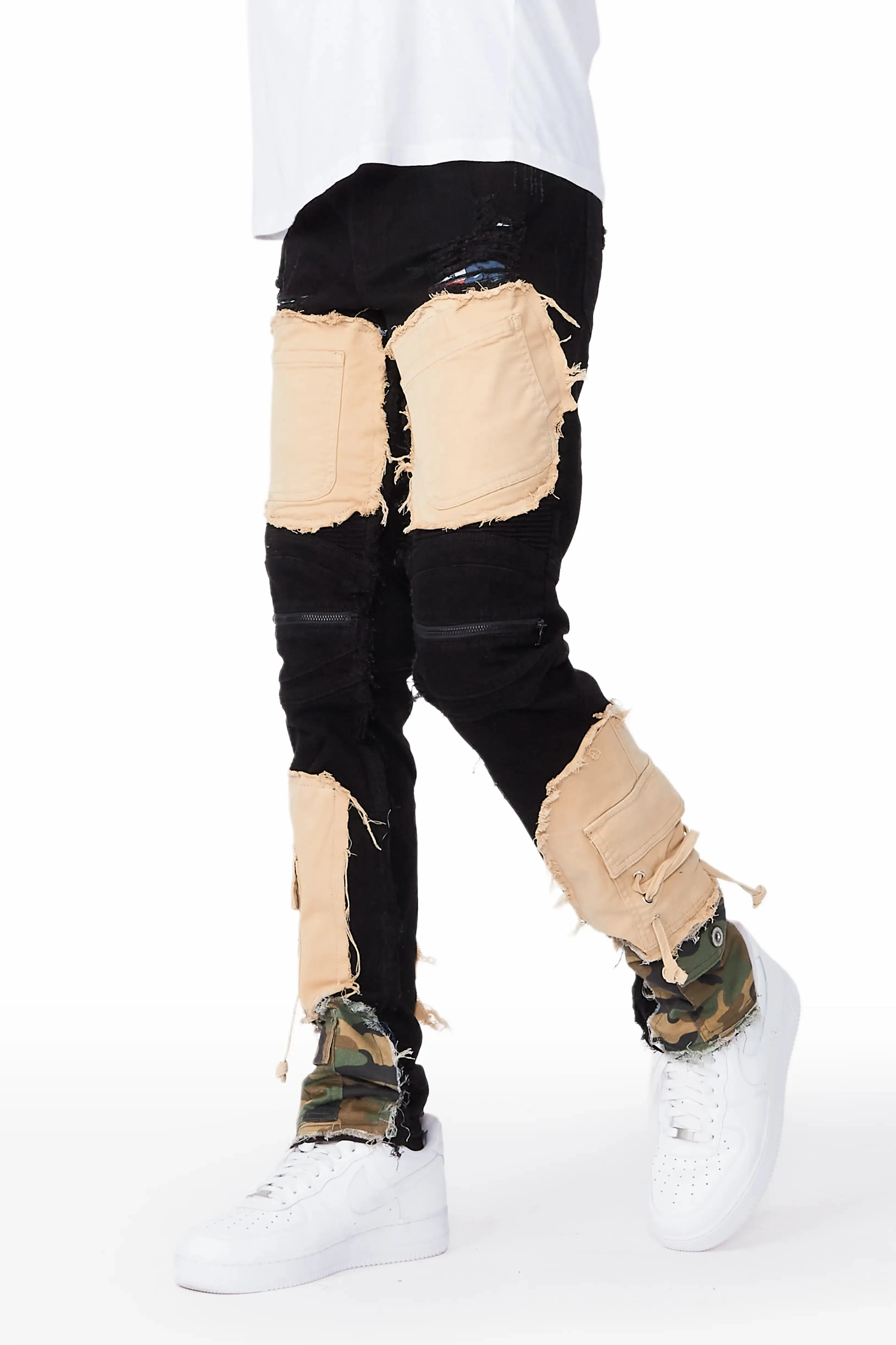 Boaz Black Patchwork Biker Jean sold by Rockstar Original