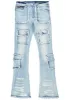 Savino Blue Stacked Flare Cargo Jean sold by Rockstar Original