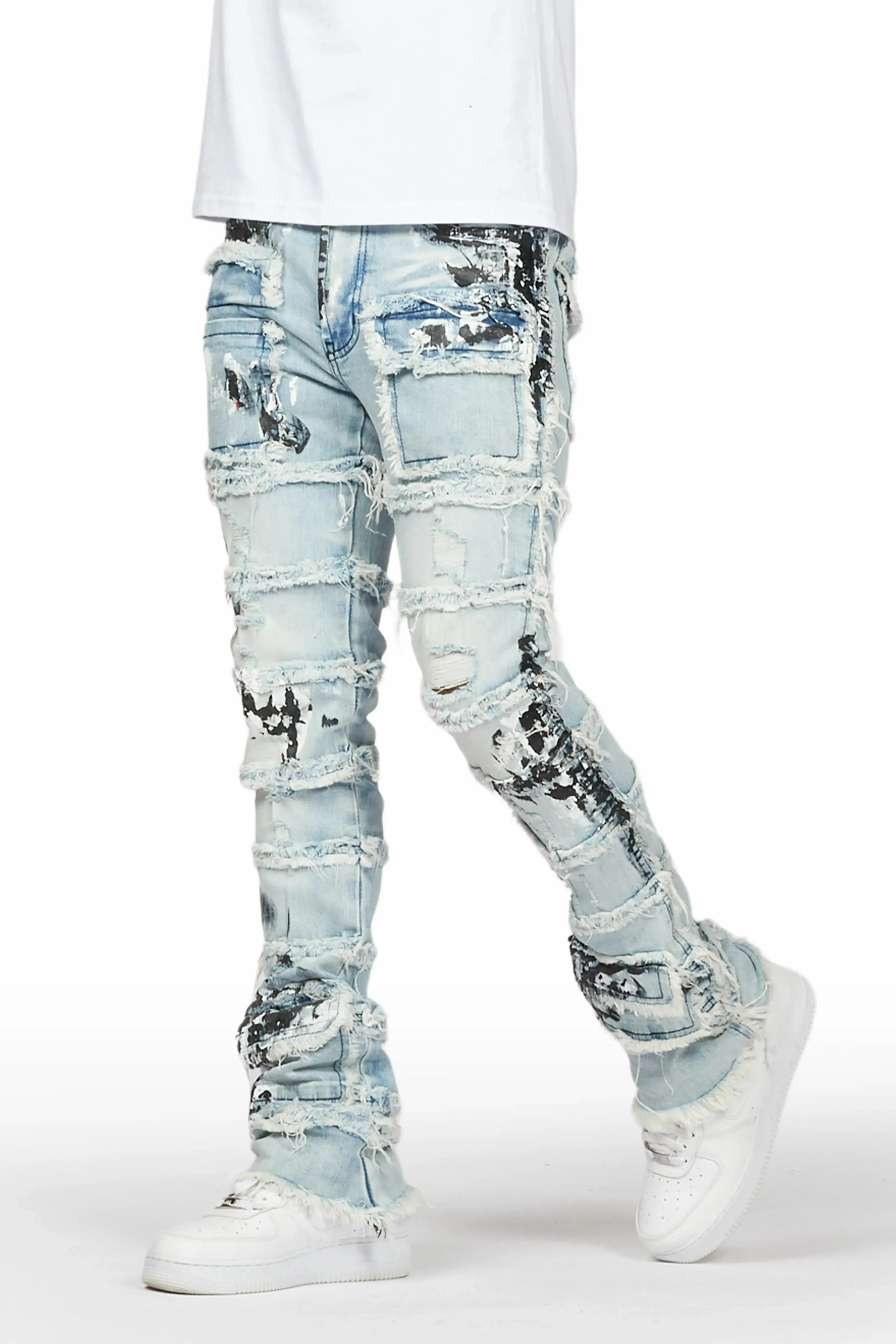 Karl Blue Painter Stacked Flare Jean sold by Rockstar Original