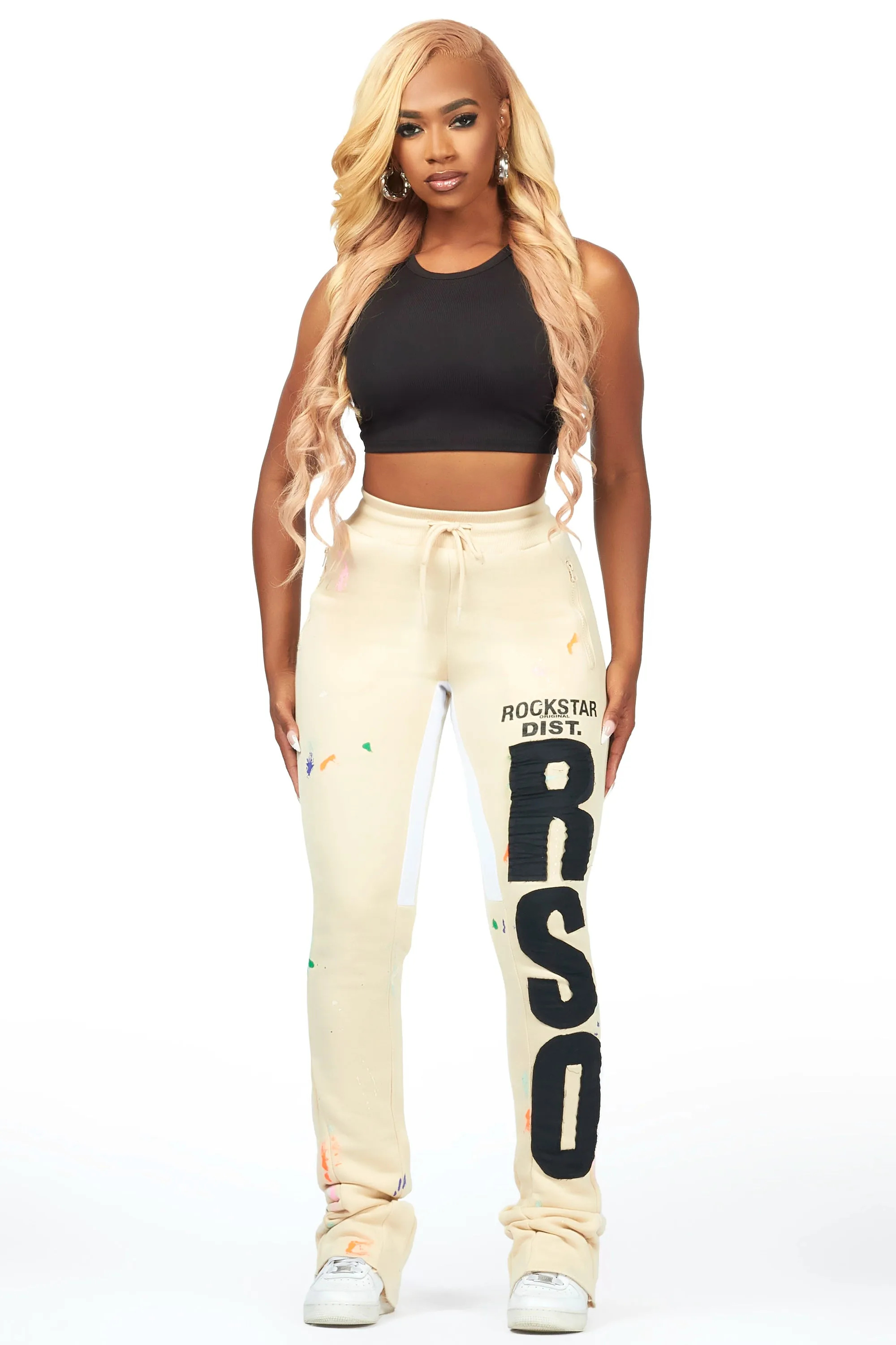 Toriauna Beige Stacked Track Pant sold by Rockstar Original product image thumbnail 2