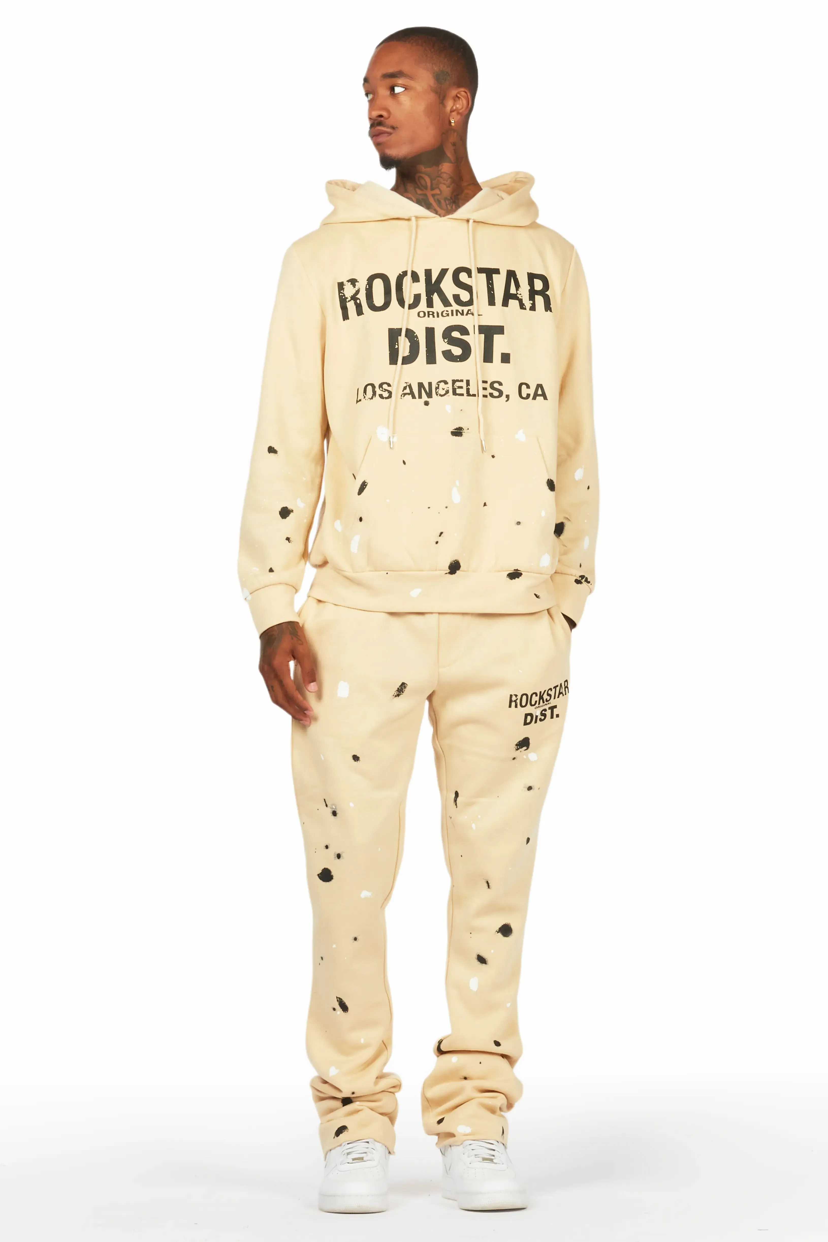 Scottie Beige Hoodie Relaxed Stacked Track Set sold by Rockstar Original