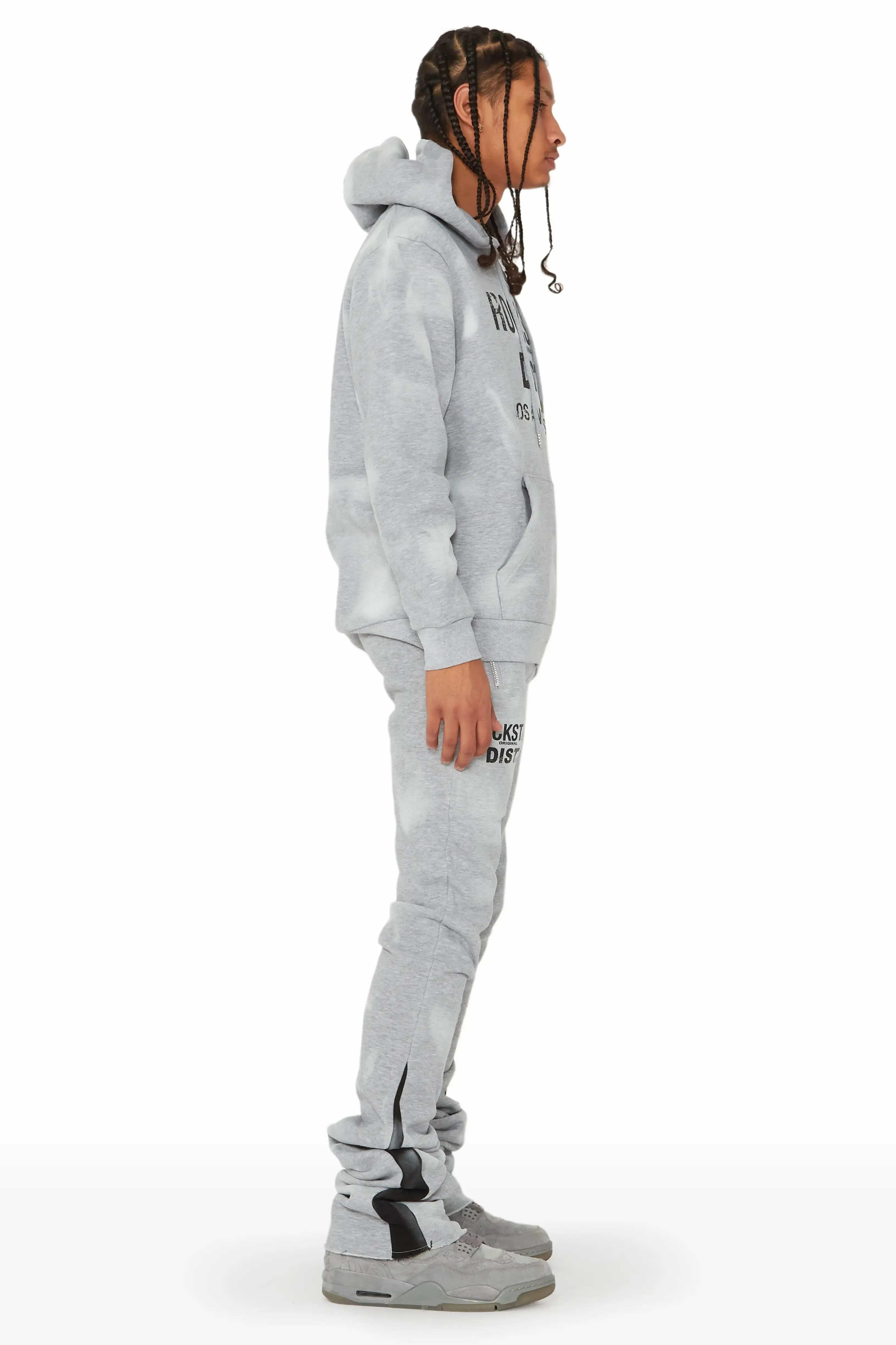 Nelly Heather Grey Hoodie/Super Stacked Flare Pant Set sold by Rockstar Original product image thumbnail 4
