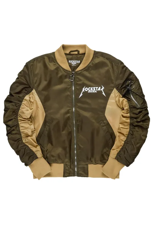 Kavita Olive/Khaki Bomber Jacket sold by Rockstar Original