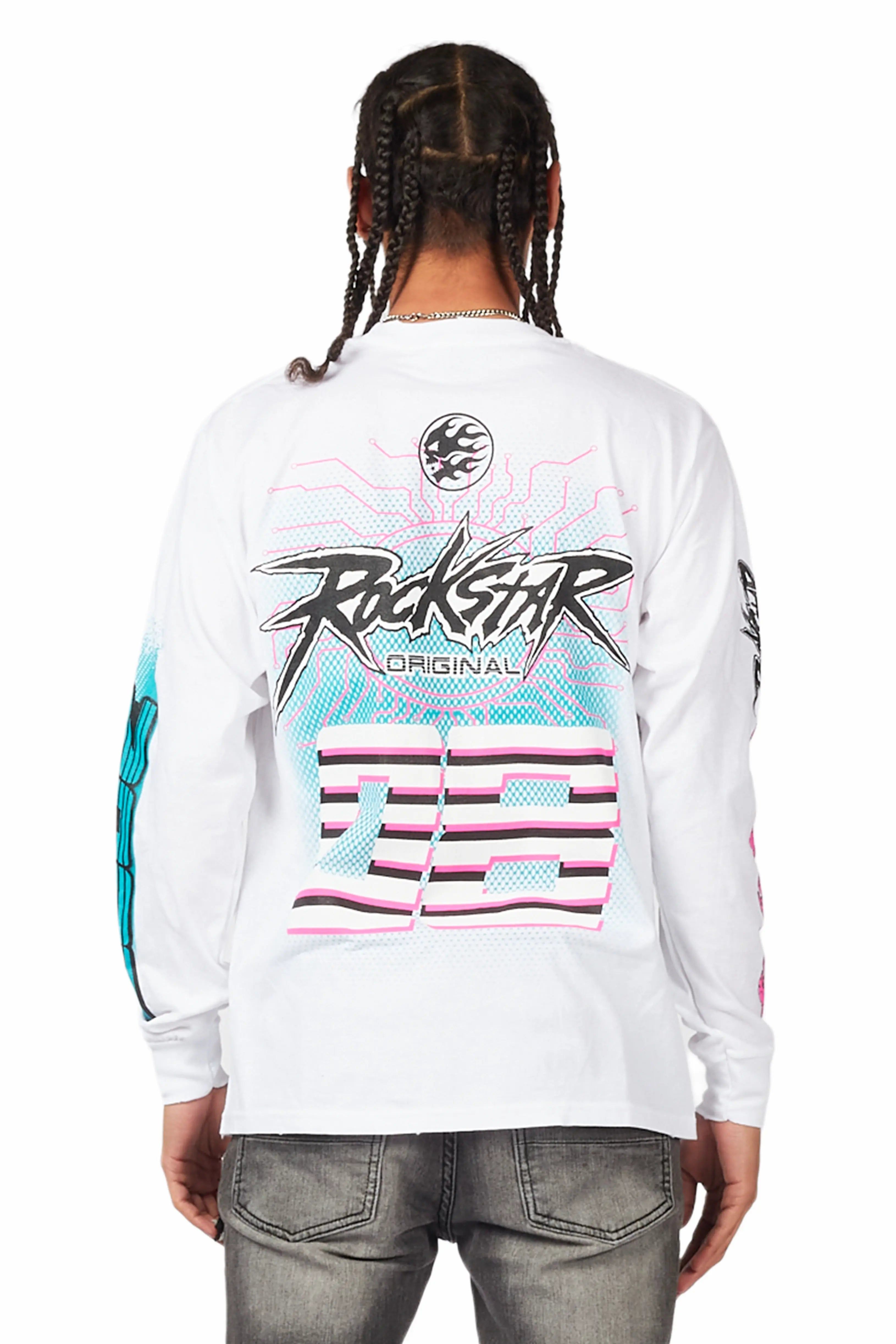 Racing White Long Sleeve Graphic T-Shirt sold by Rockstar Original product image thumbnail 2