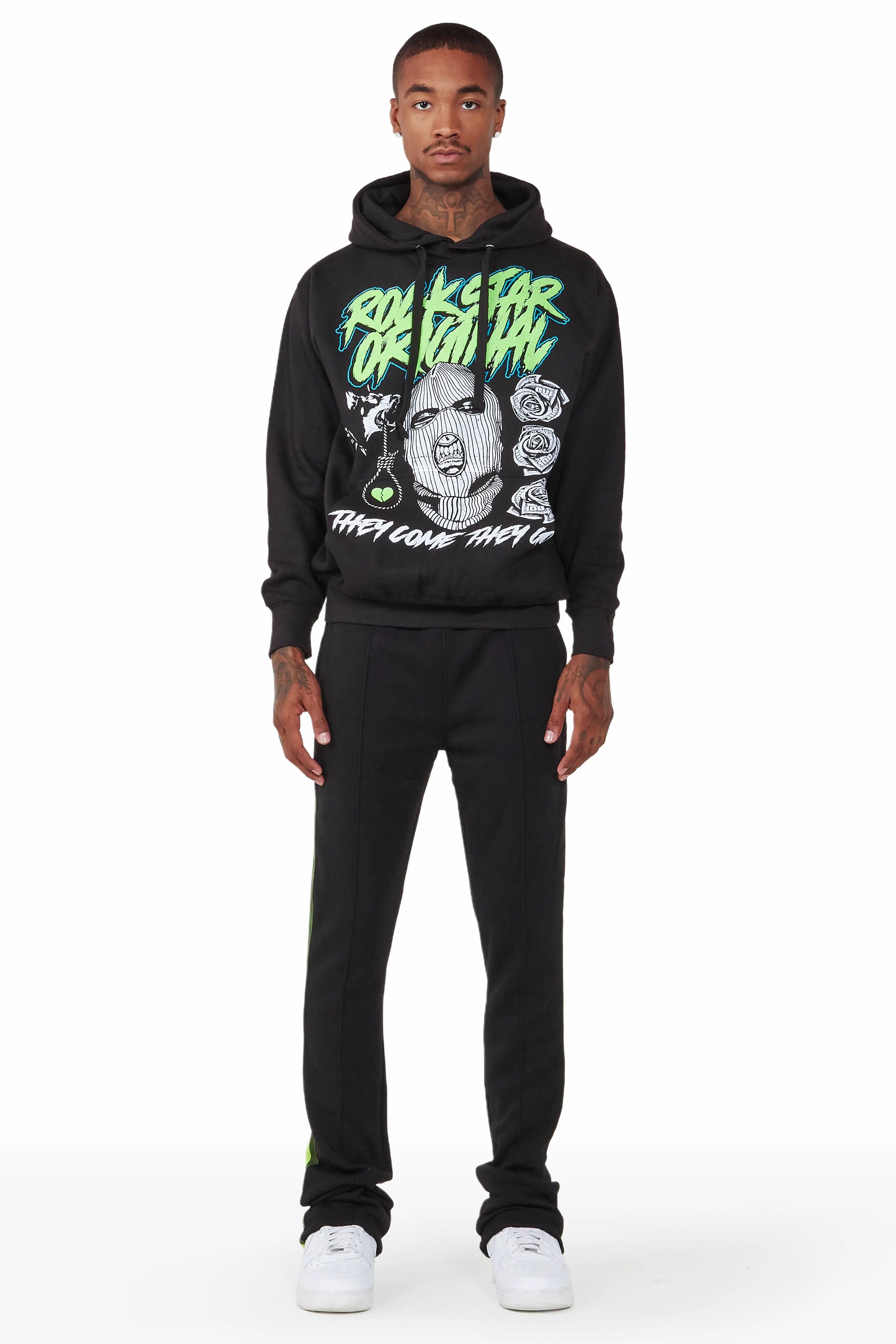 Clava Black/Green Hoodie Track Set sold by Rockstar Original product image thumbnail 3