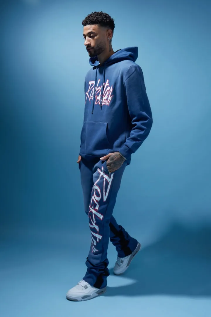 Kalibre Navy Graphic Hoodie/Super Stacked Flare Pant Set sold by Rockstar Original product image thumbnail 2