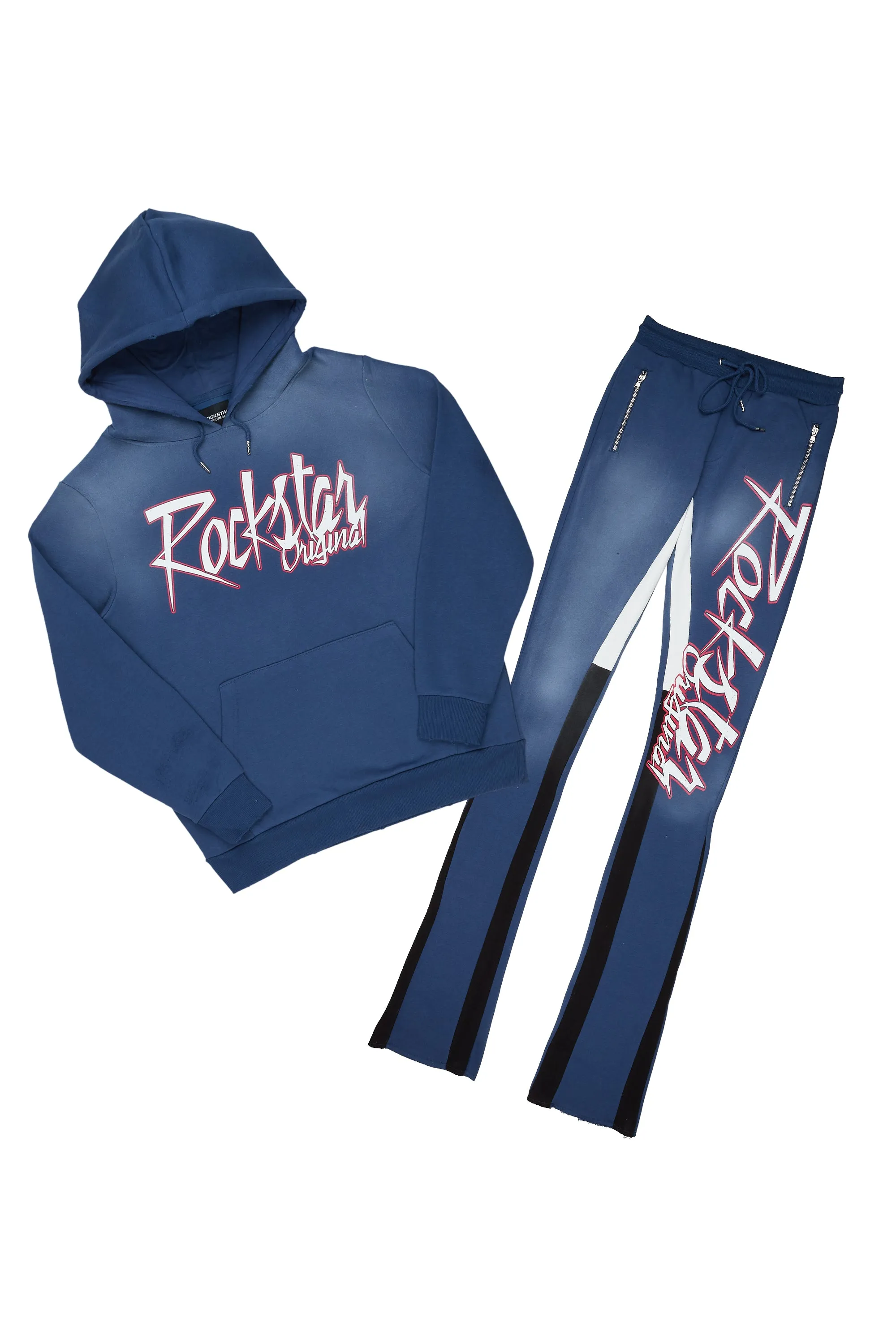 Kalibre Navy Graphic Hoodie/Super Stacked Flare Pant Set sold by Rockstar Original product image thumbnail 3