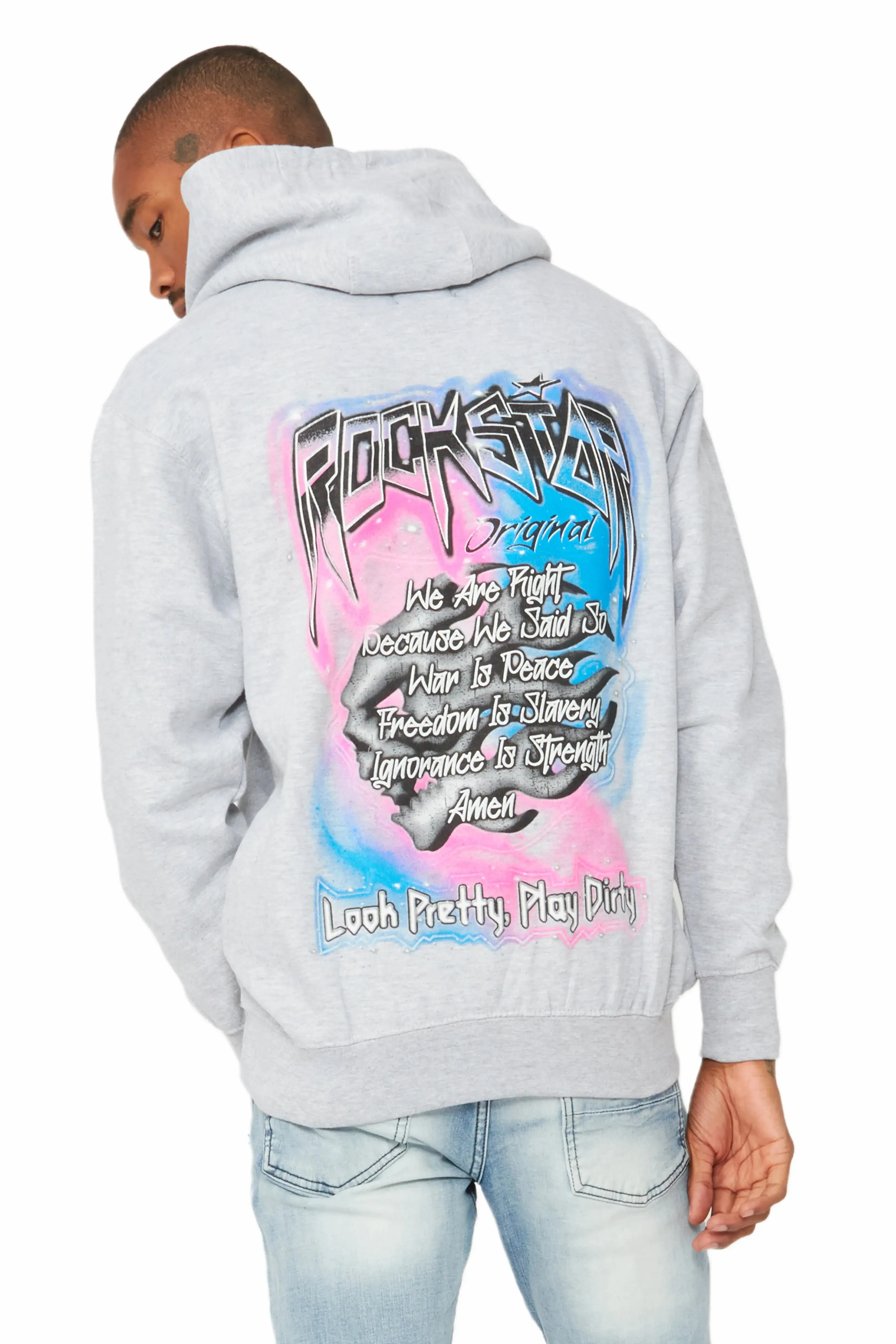 Fionn Heather Grey Graphic Hoodie sold by Rockstar Original product image thumbnail 4