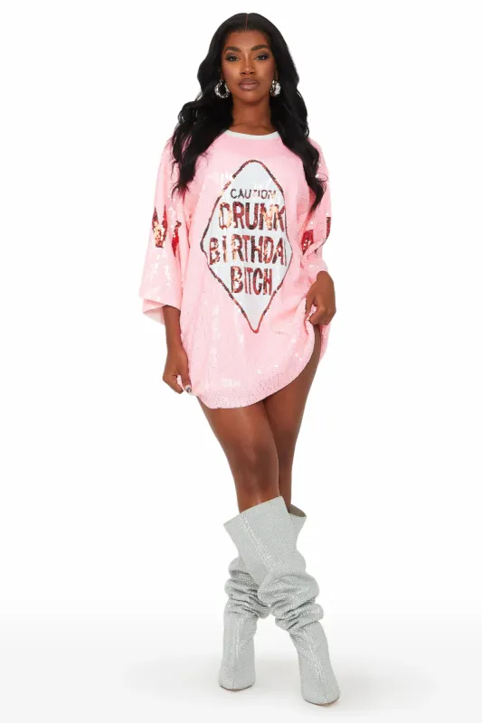Birthday Bitch Pink Sequin Mini Dress sold by Rockstar Original
