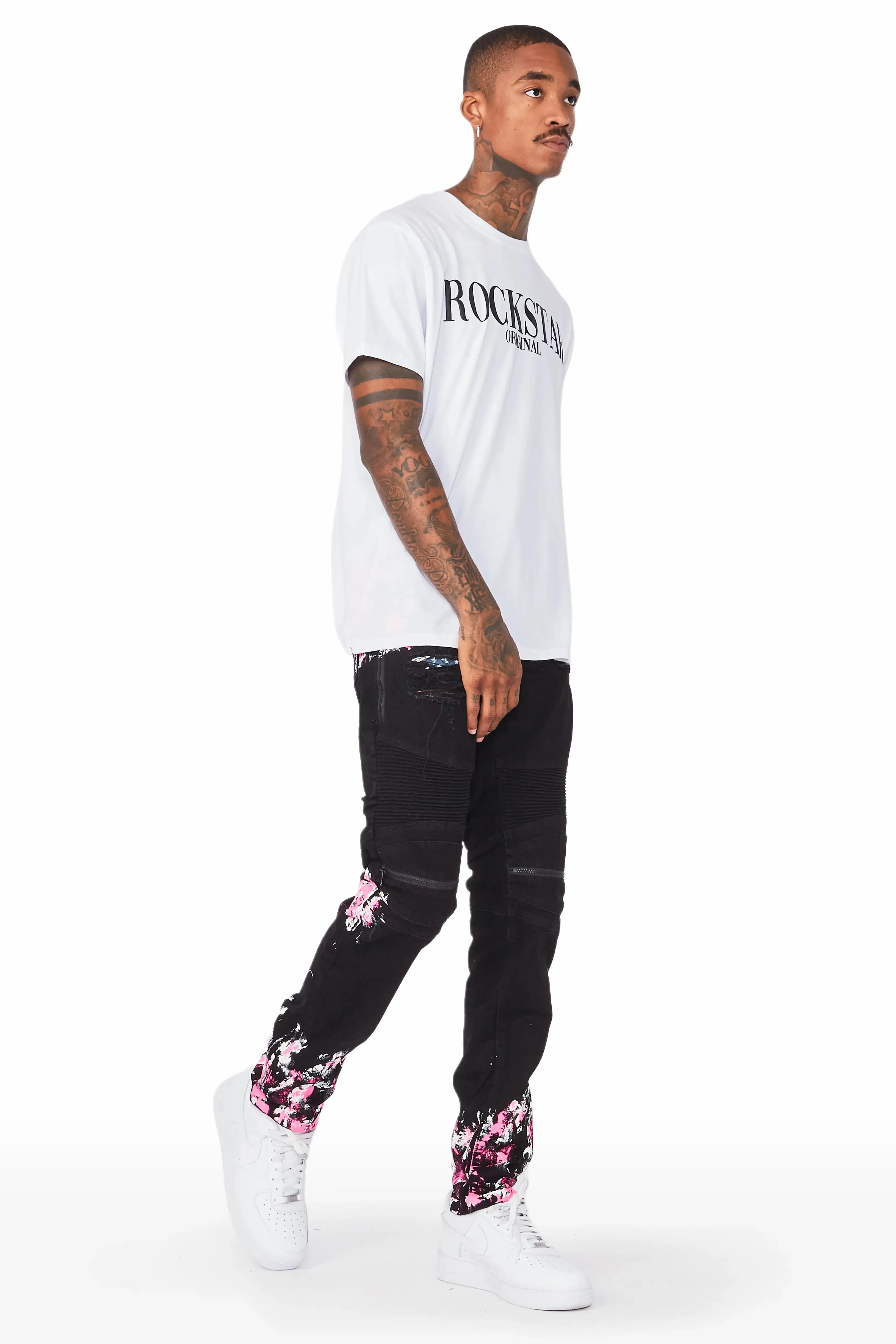 Kodak Black/Pink Painter Biker Jean sold by Rockstar Original product image thumbnail 5