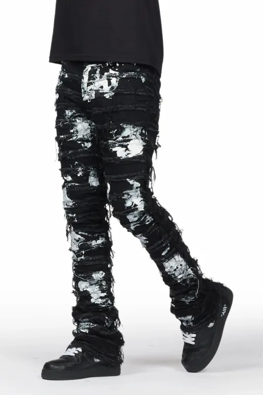 Langer Black Painter Stacked Flare Jean sold by Rockstar Original
