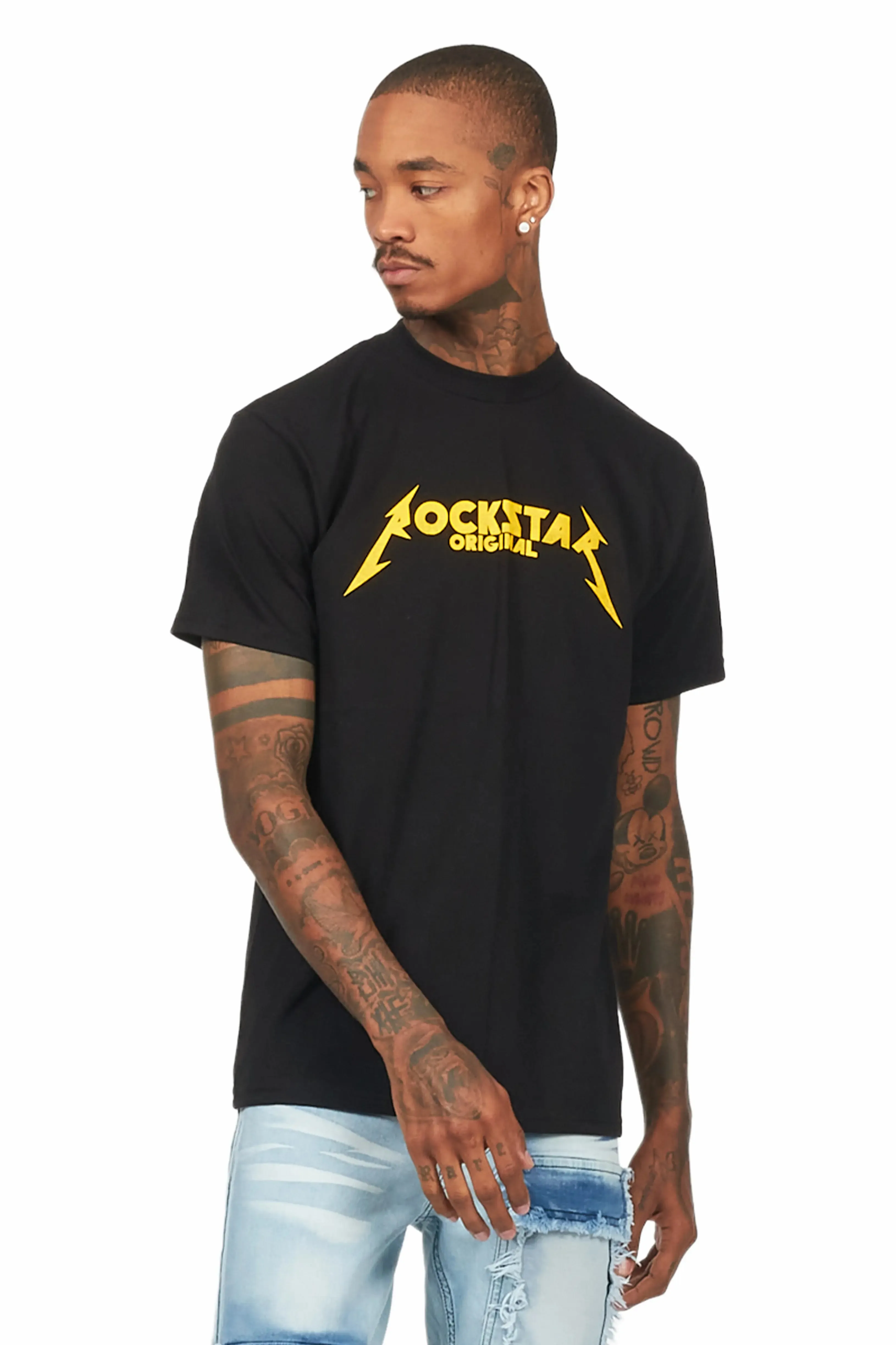 Diogo Black/Yellow Printed T-Shirt sold by Rockstar Original product image thumbnail 4