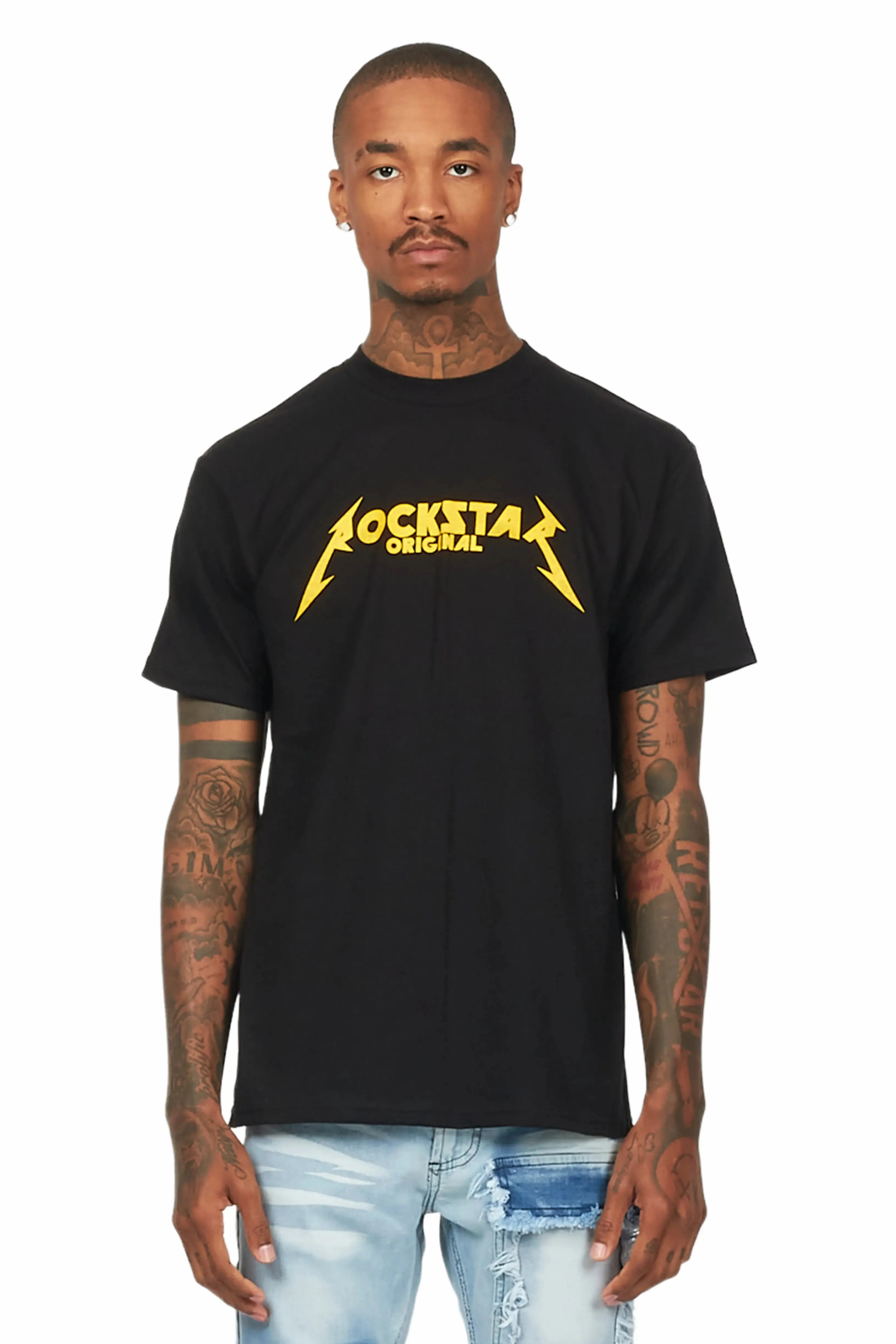 Diogo Black/Yellow Printed T-Shirt sold by Rockstar Original