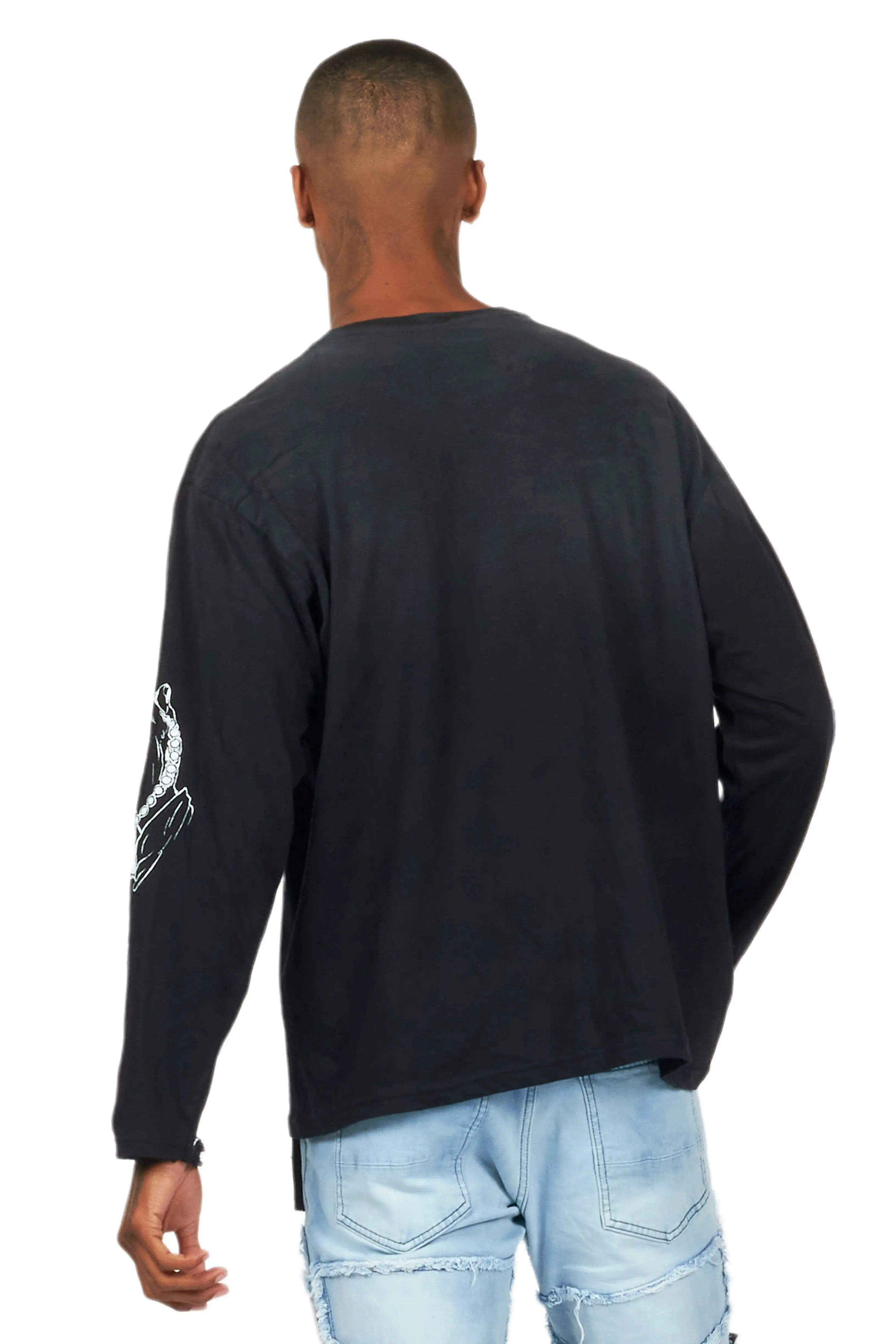 Vamp Black Long Sleeve Distressed Graphic T-Shirt sold by Rockstar Original product image thumbnail 4