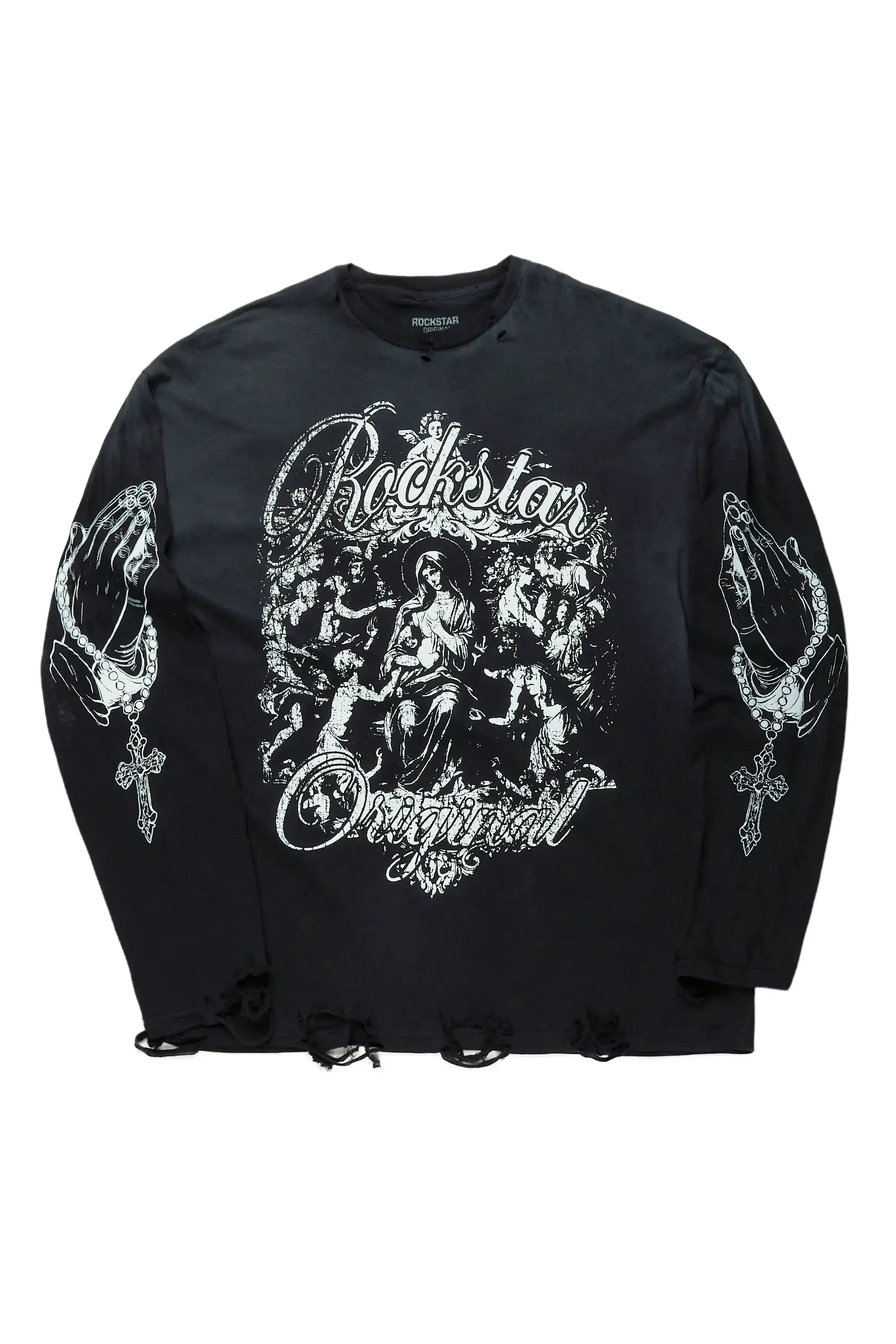 Vamp Black Long Sleeve Distressed Graphic T-Shirt sold by Rockstar Original