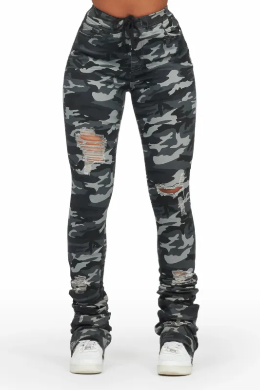 Jaydan Grey Camo Super Stacked Pant sold by Rockstar Original